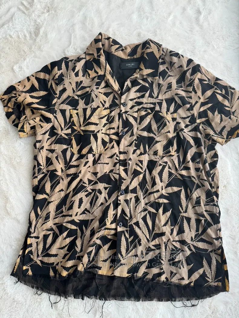 Amiri Amiri Size XL Black yellow leaf shirt Size US XL / EU 56 / 4 - 1 Thumbnail
