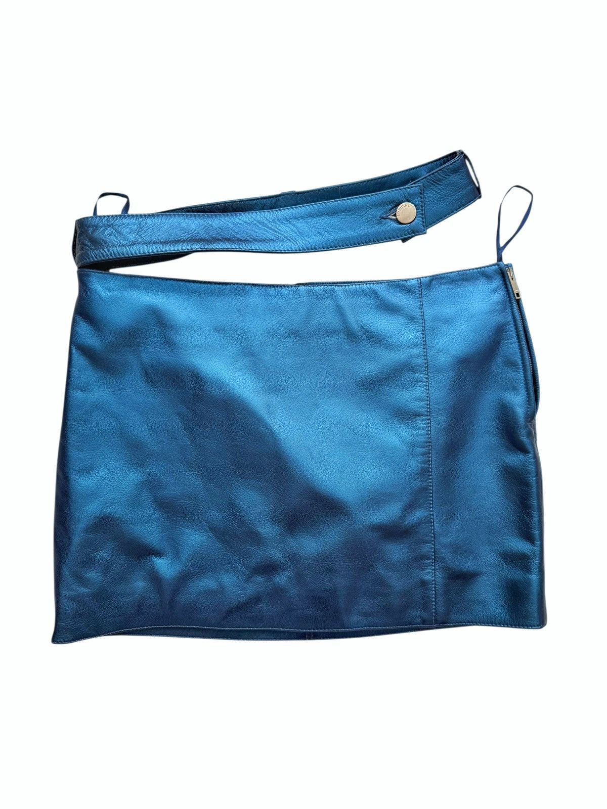 Ambush Design $3,800 Separate Belt Leather Metallic Blue Skirt Size 26" / US 2 / IT 38 - 1 Thumbnail