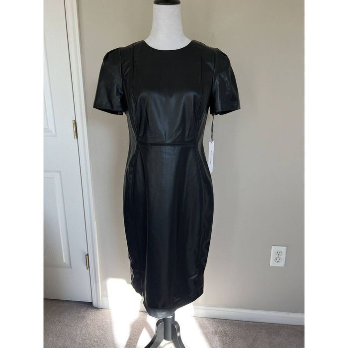 Calvin Klein Calvin Kline Vegan Leather Dress Flexible Soft Boning Sz 10 Grailed 5358