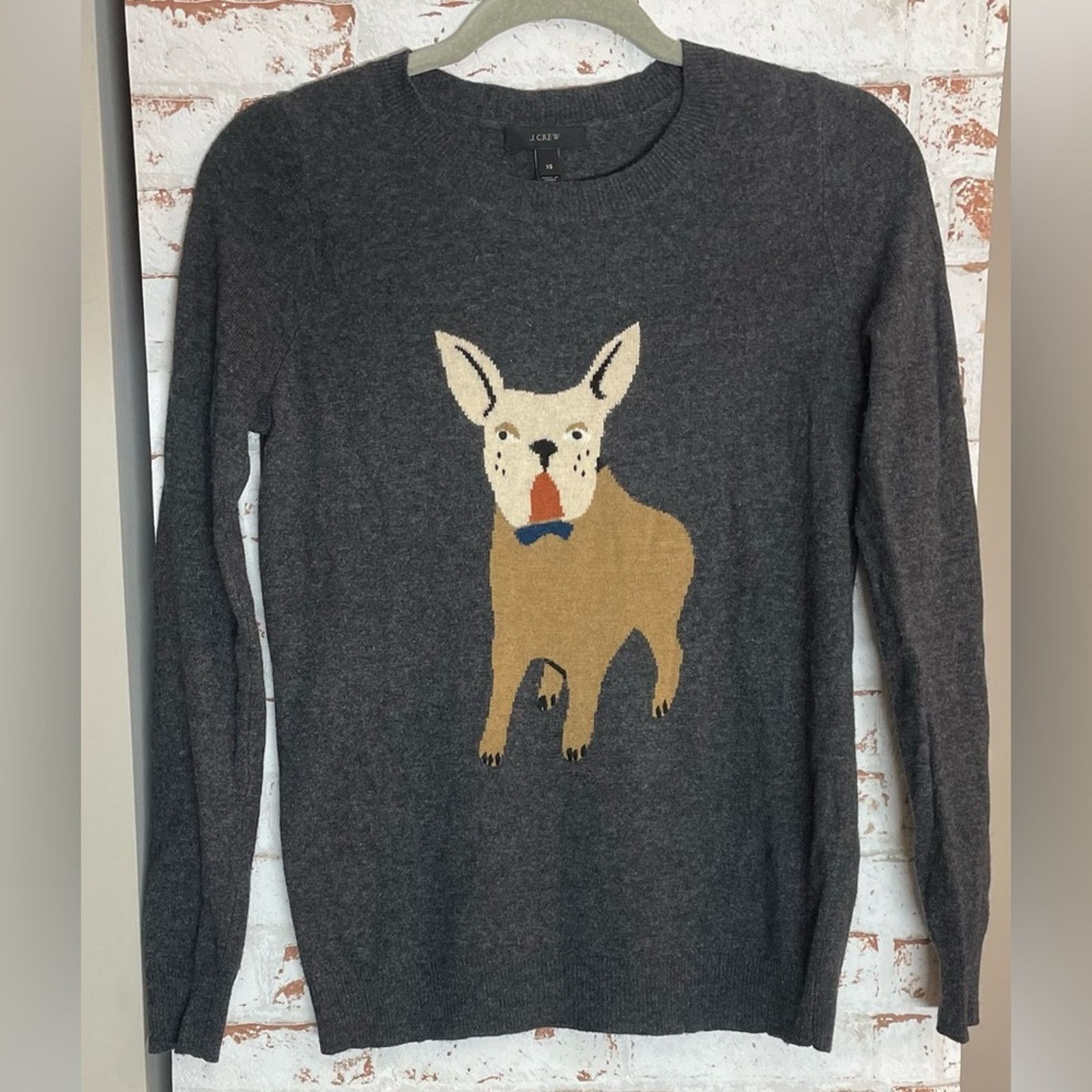 J.Crew J. Crew Cashmere Knit Sweater with Bulldog Size XS / US 0-2 / IT 36-38 - 1 Thumbnail