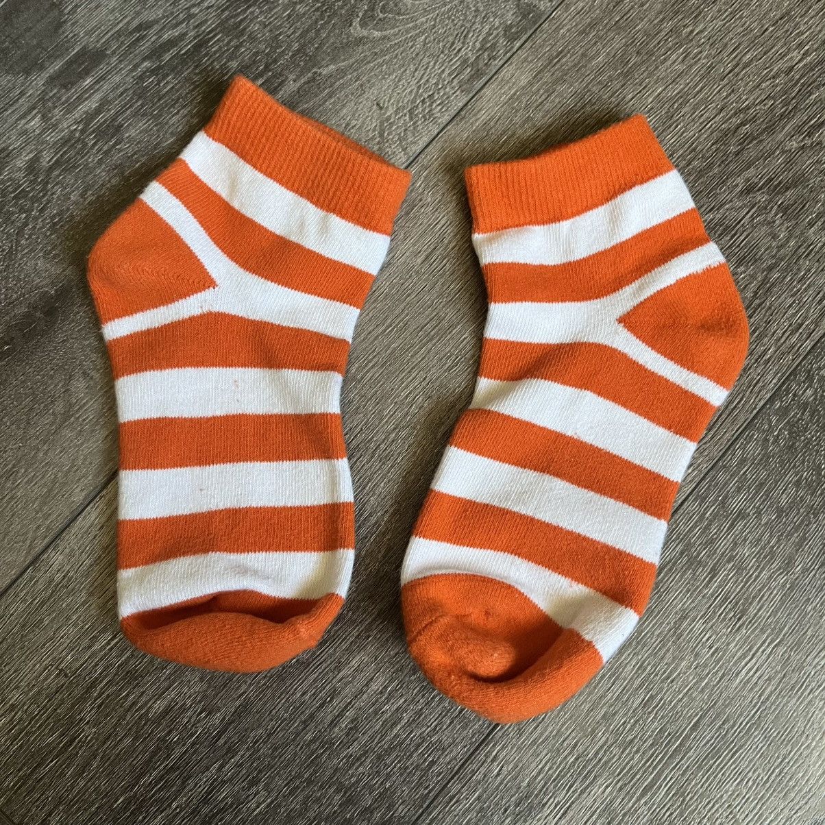 Bape A Bathing Ape Bape Orange White Striped Logo Ankle Socks Size ONE SIZE - 2 Thumbnail