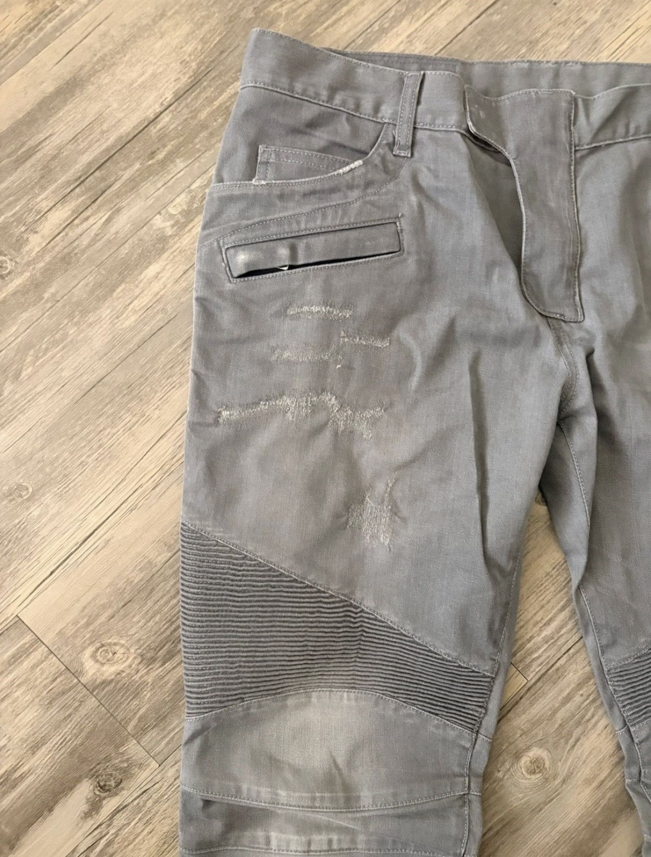 Balmain Balmain Grey Biker Denim Jeans Size US 36 / EU 52 - 3 Thumbnail