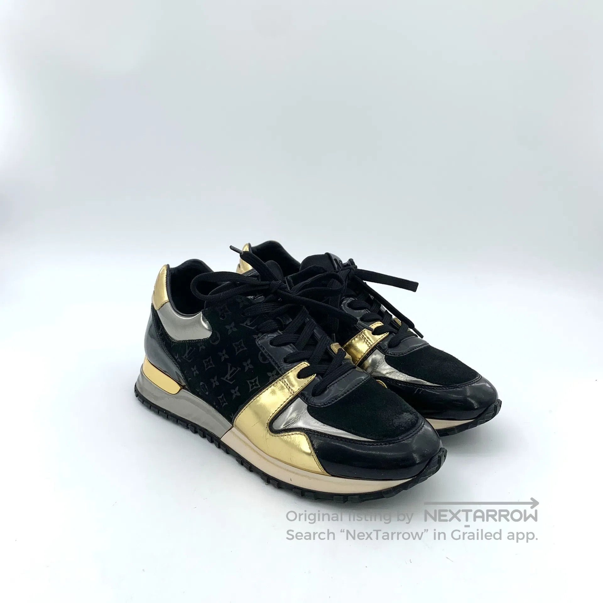 Louis Vuitton Louis Vuitton Black Logo Monogram Velvet Lace-Up Casual Fl Size US 7 / IT 37 - 2 Thumbnail