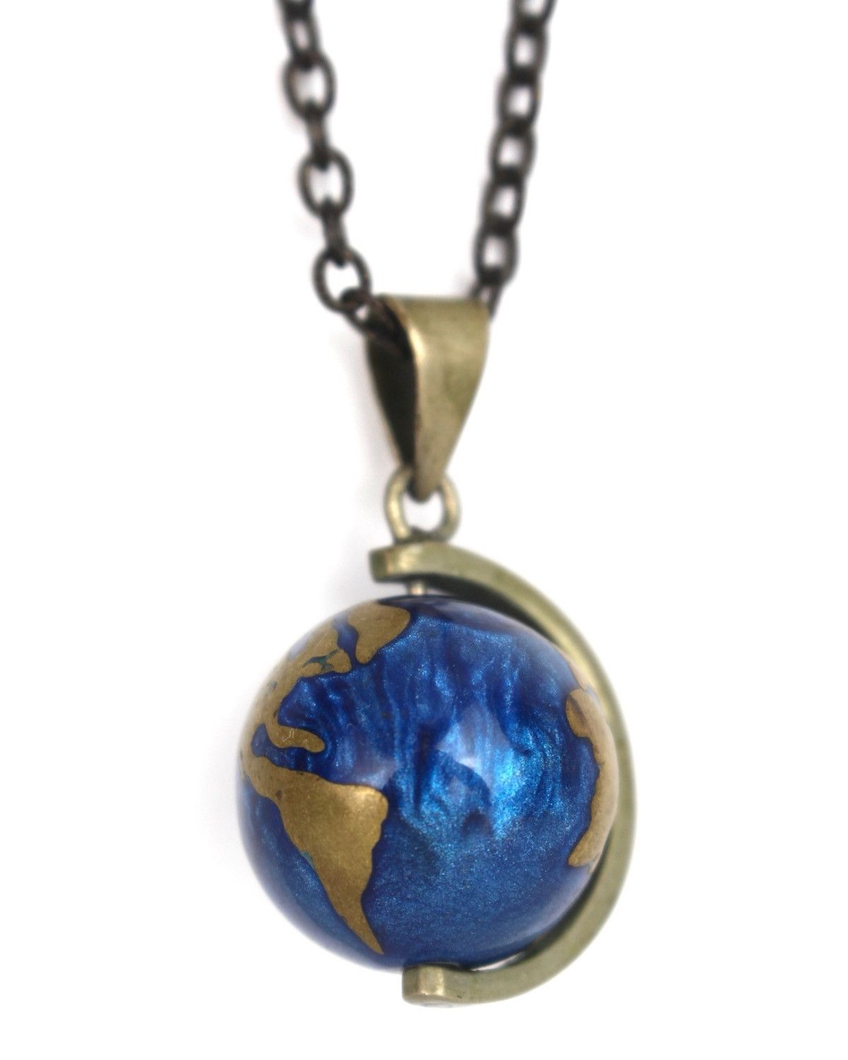 Vintage 1990S SPINNING GLOBE CHIME PENDANT NECKLACE - CONTINENTS Size ONE SIZE - 1 Thumbnail