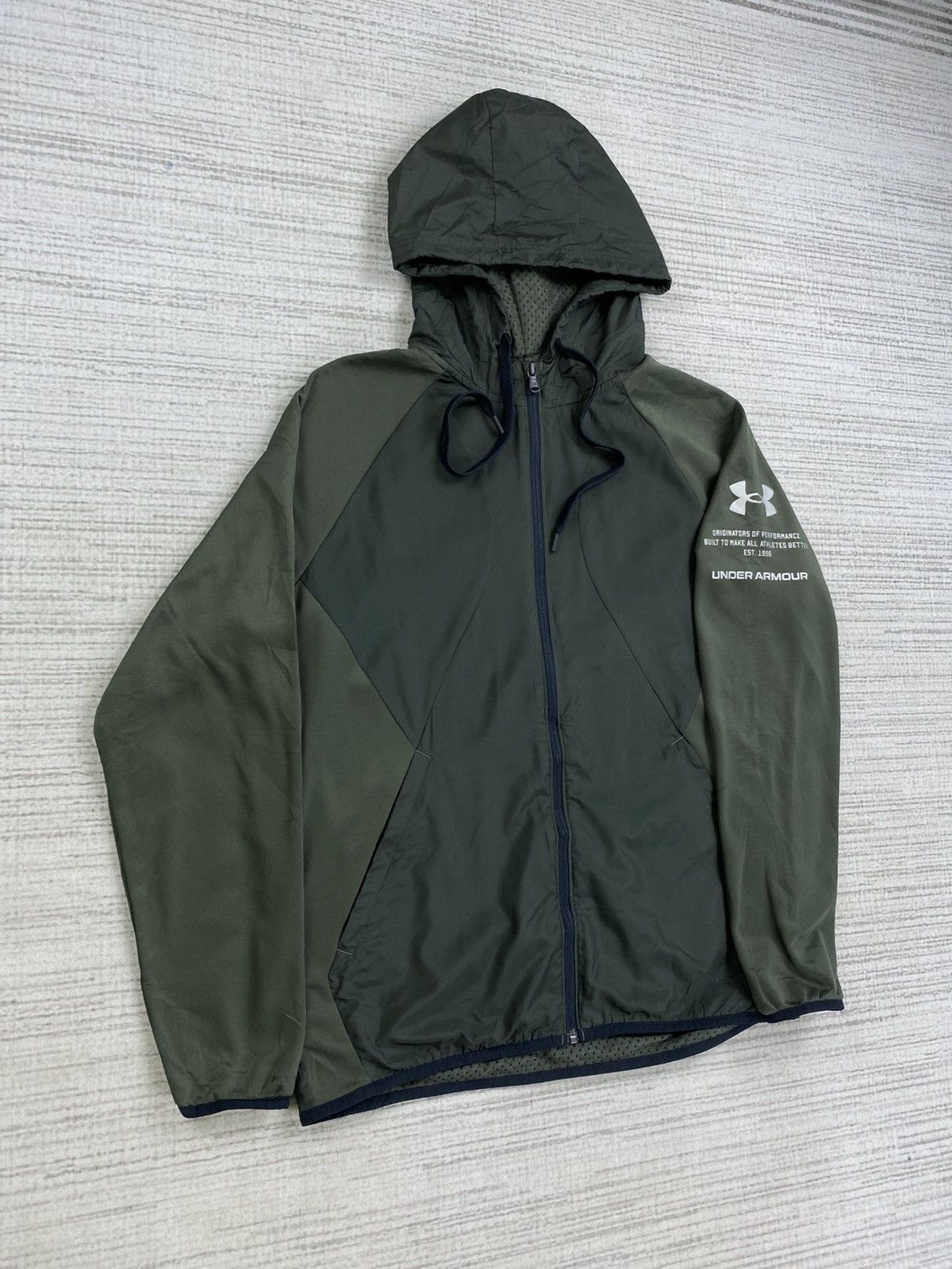 Japanese Brand × Under Armour × Vintage Vintage Under Armour Rare Green Army Fullzip Hoodie Jacket Size US M / EU 48-50 / 2 - 3 Thumbnail