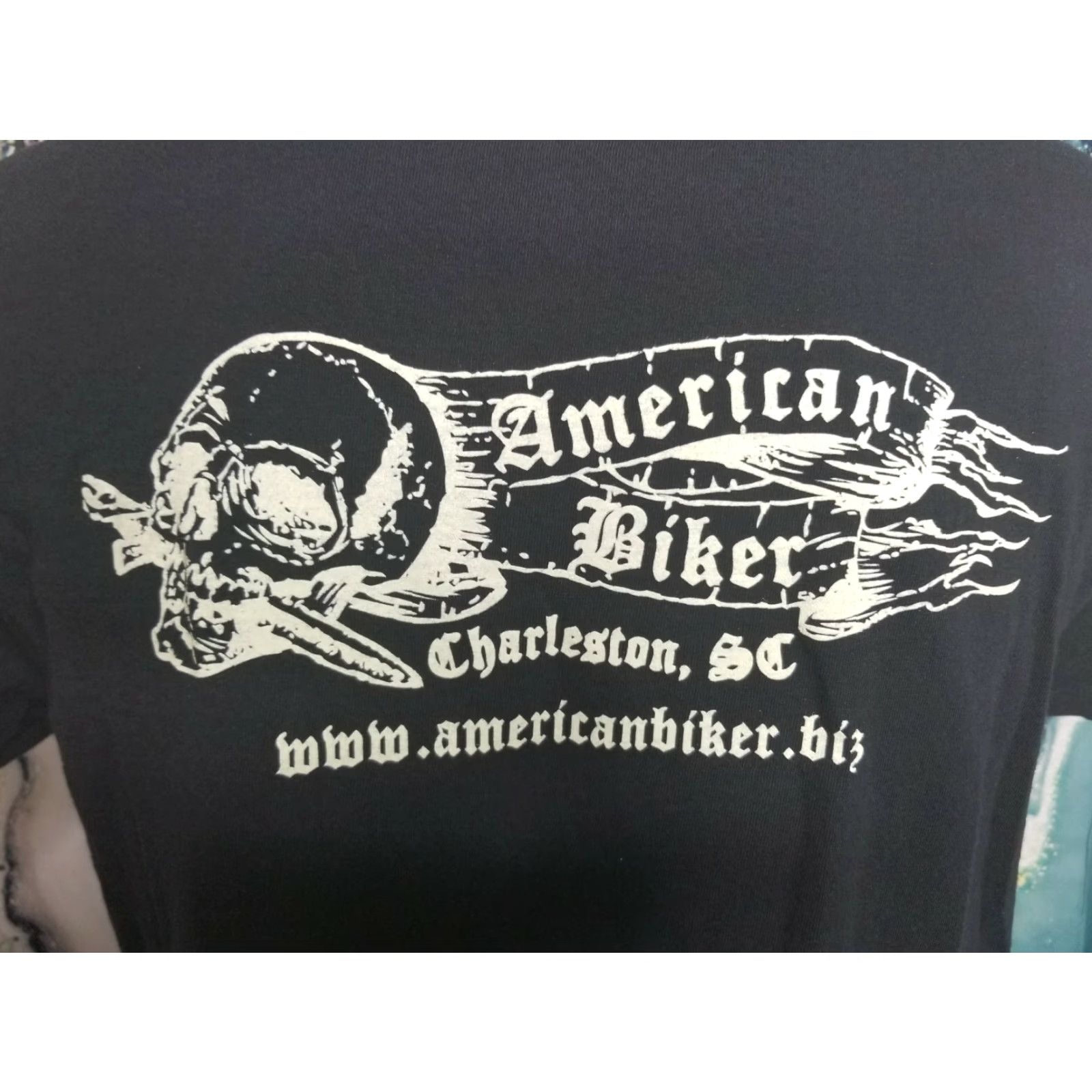 Gildan American Biker Skull Mens L Black T Shirt Size US L / EU 52-54 / 3 - 4 Thumbnail