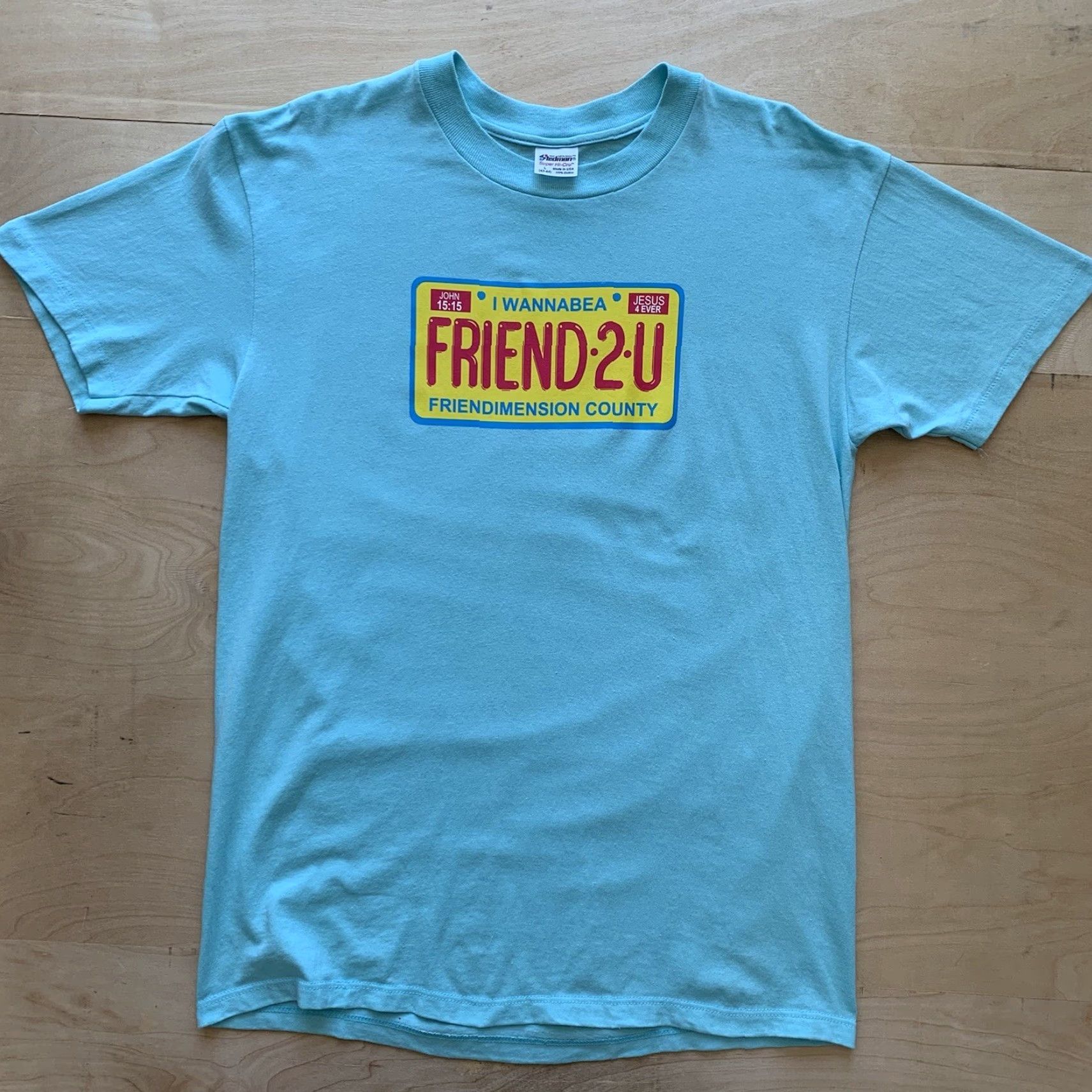 Vintage Vintage Jesus Shirt Large Blue 80s Christian Forever Music Friend 2 U Classic Mens T-Shirt XS? Size US L / EU 52-54 / 3 - 2 Thumbnail