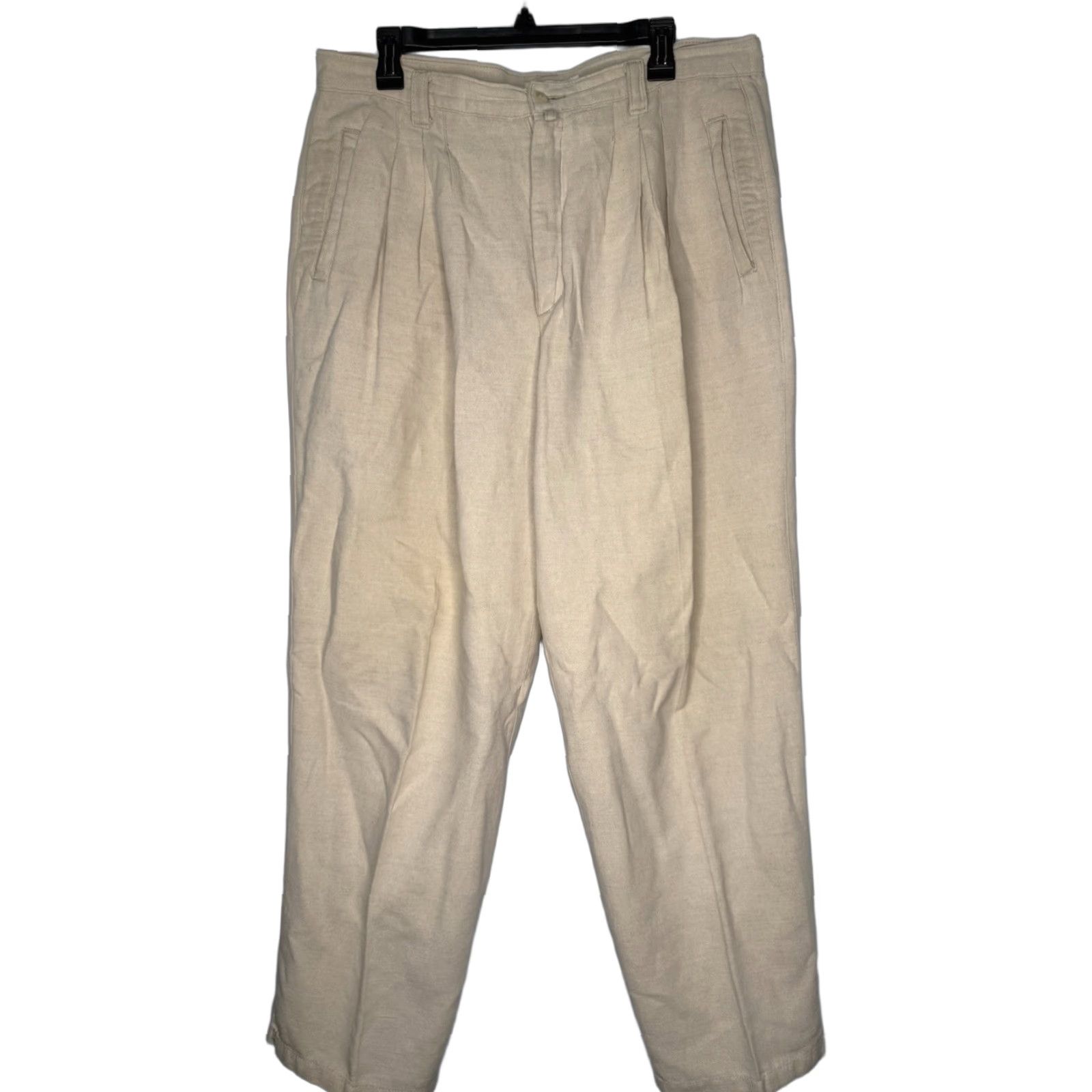 Guess VINTAGE GUESS Pants Mens Khakis 90s Linen Cotton Blend 38x30 Ivory Regular In USA Georges Marciano Size US 38 / EU 54 - 1 Thumbnail