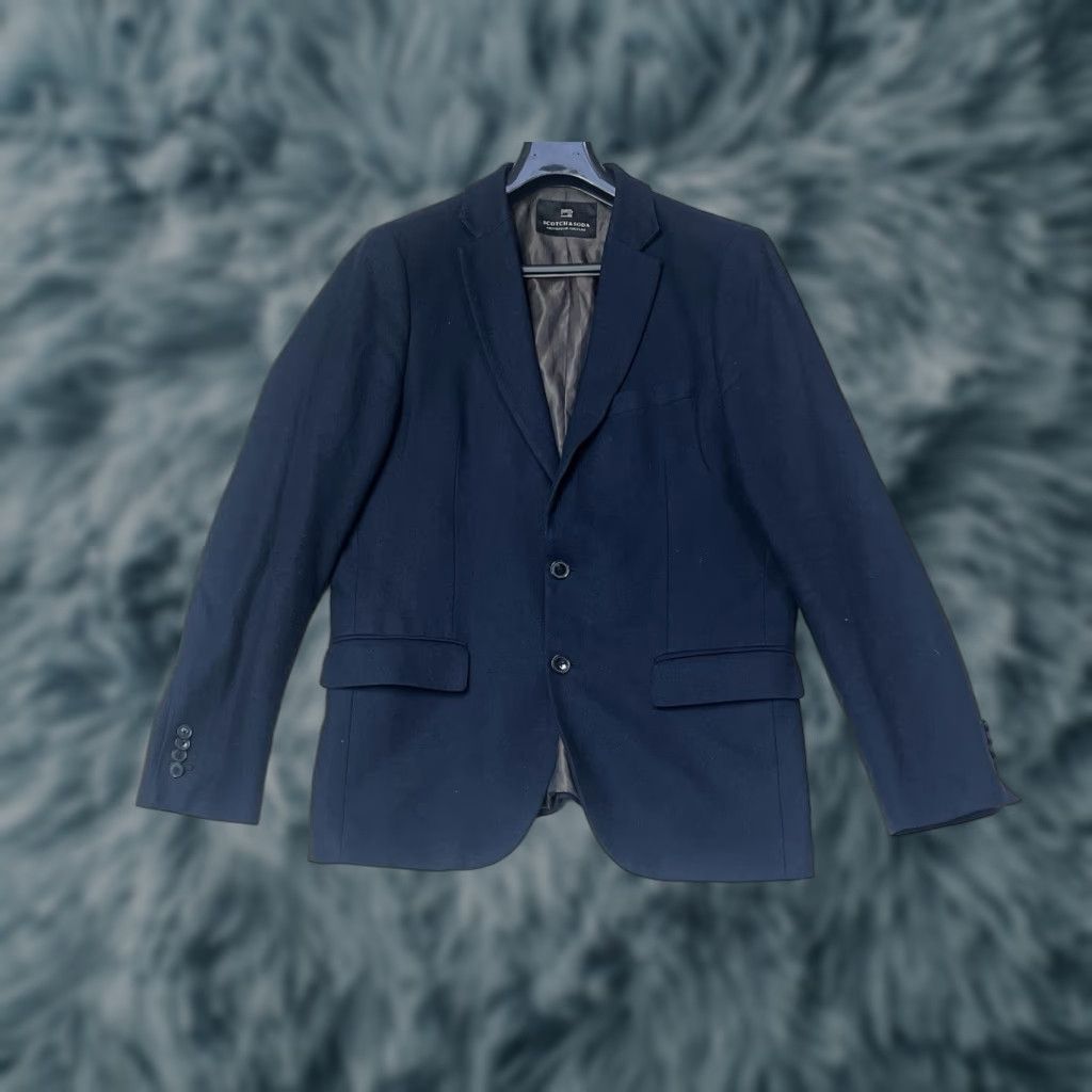 Scotch & Soda Scotch & Soda Blazer Mens Blue 50 Regular Wool Blend 2 Button Pocket Jacket Coat Mid-Length Vintage No Size 50R - 1 Thumbnail