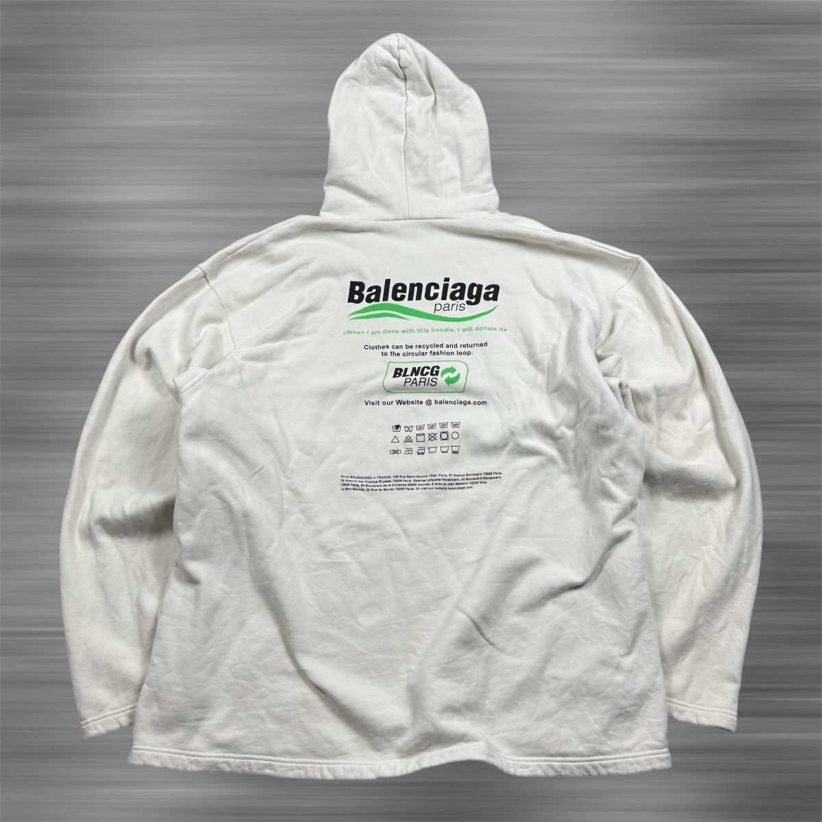 Balenciaga Balenciaga ‘Recycling’ White Pullover Hoodie Size US XL / EU 56 / 4 - 4 Thumbnail