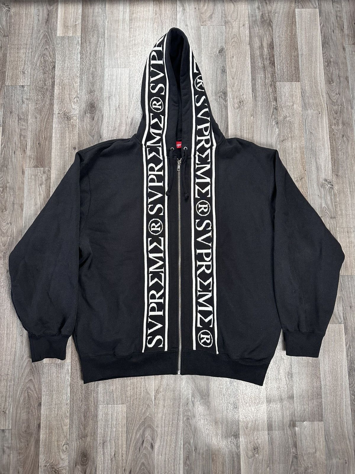 Supreme SUPREME BLACK LEATHER APPLIQUE ZIP UP | Grailed