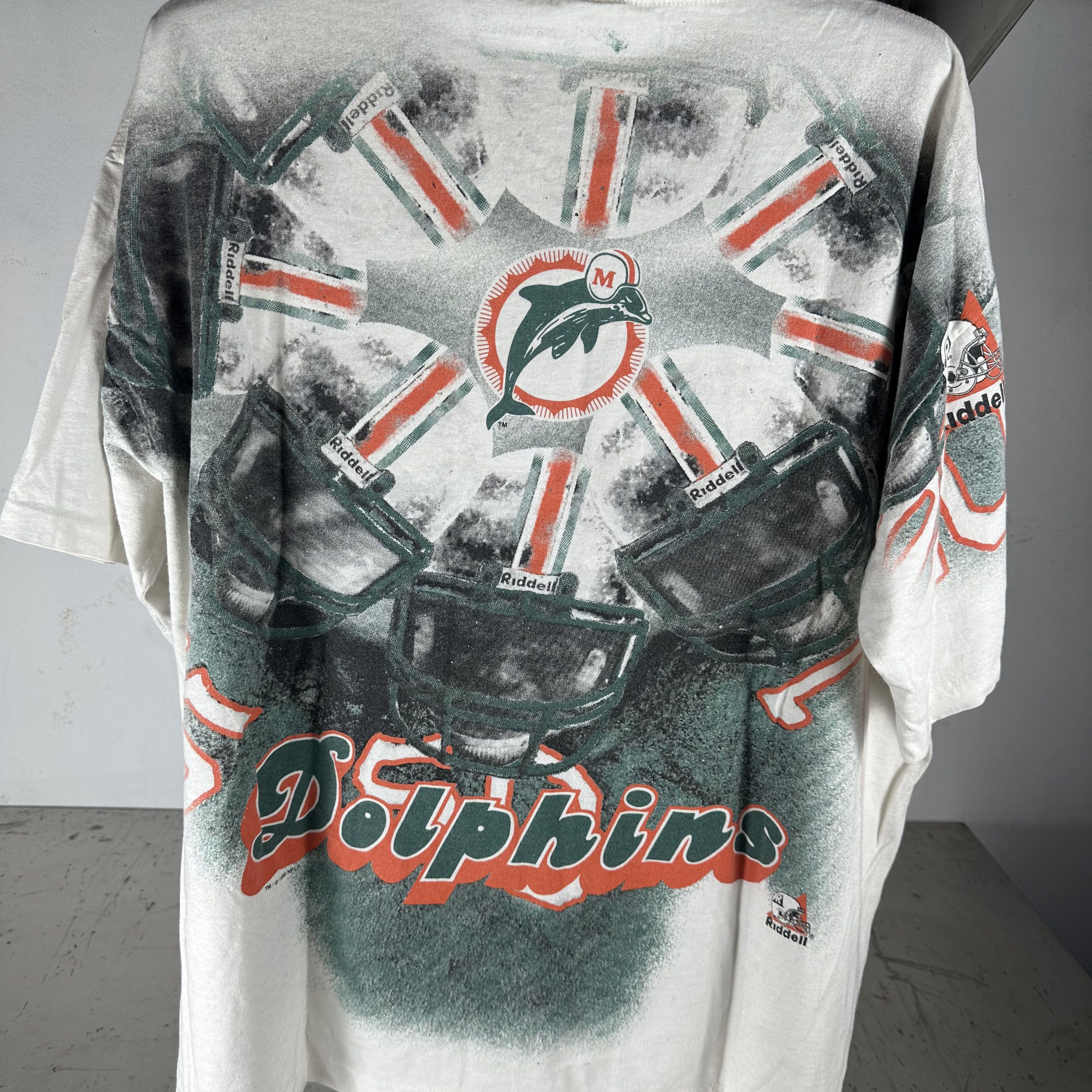Vintage ​Vintage 1996 Miami Dolphins NFL AOP Double Sided T-shirt Size US XL / EU 56 / 4 - 4 Thumbnail