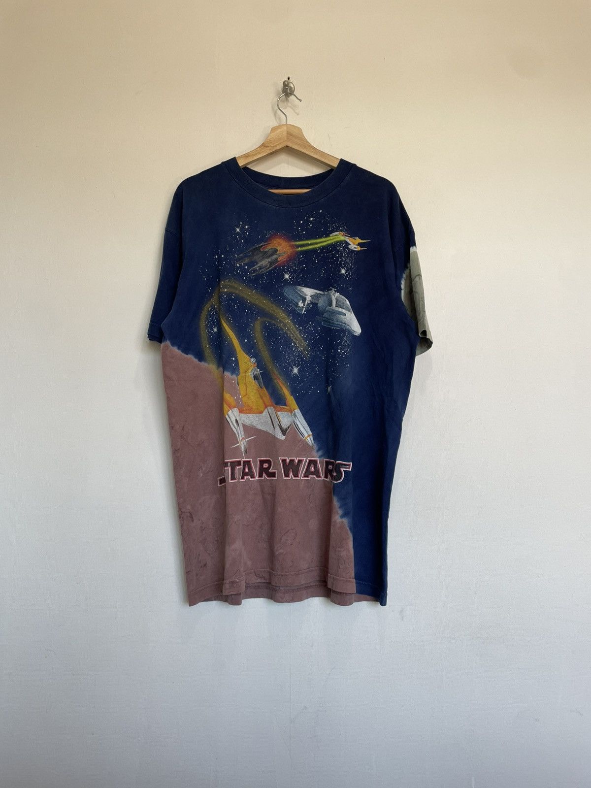 Star Wars Vintage Star Wars Episode 1 Naboo Fighter Tie Dye T Shirt Size US L / EU 52-54 / 3 - 1 Thumbnail