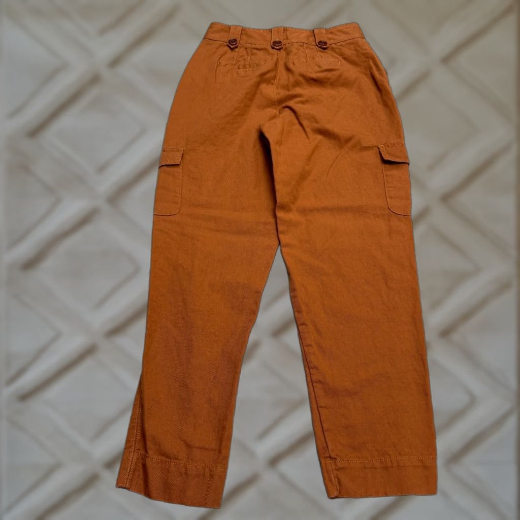 Gap VINTAGE Gap Reissue Linen Cotton Tapered Leg Cargo Pants Trouser Womens 2 Rust Brown Size 26" / US 2 / IT 38 - 1 Thumbnail