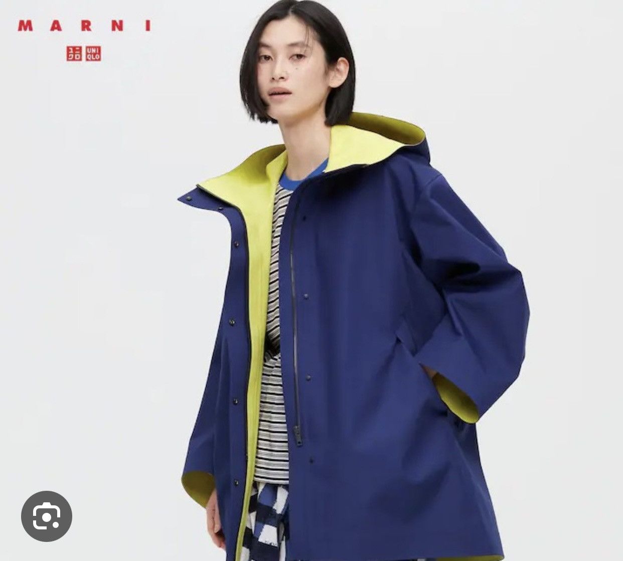 image of Marni X Uniqlo Waterproof Hoodie Zipper Jacket (S) in Blue, Men's (Size Small)