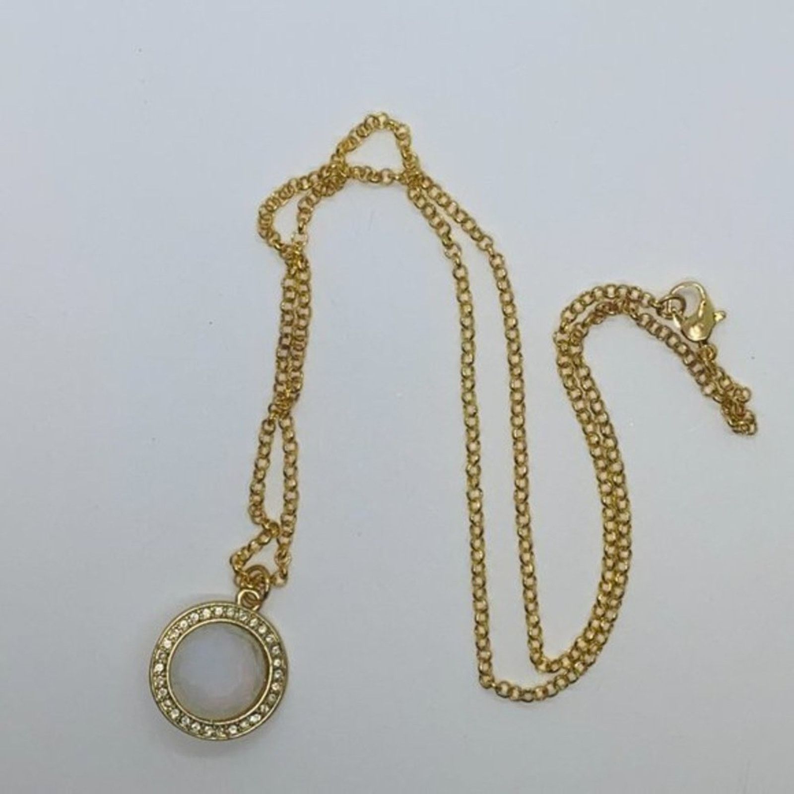 Handmade Gold-Tone Rhinestone Iridescent Pendant Necklace Size ONE SIZE - 3 Thumbnail