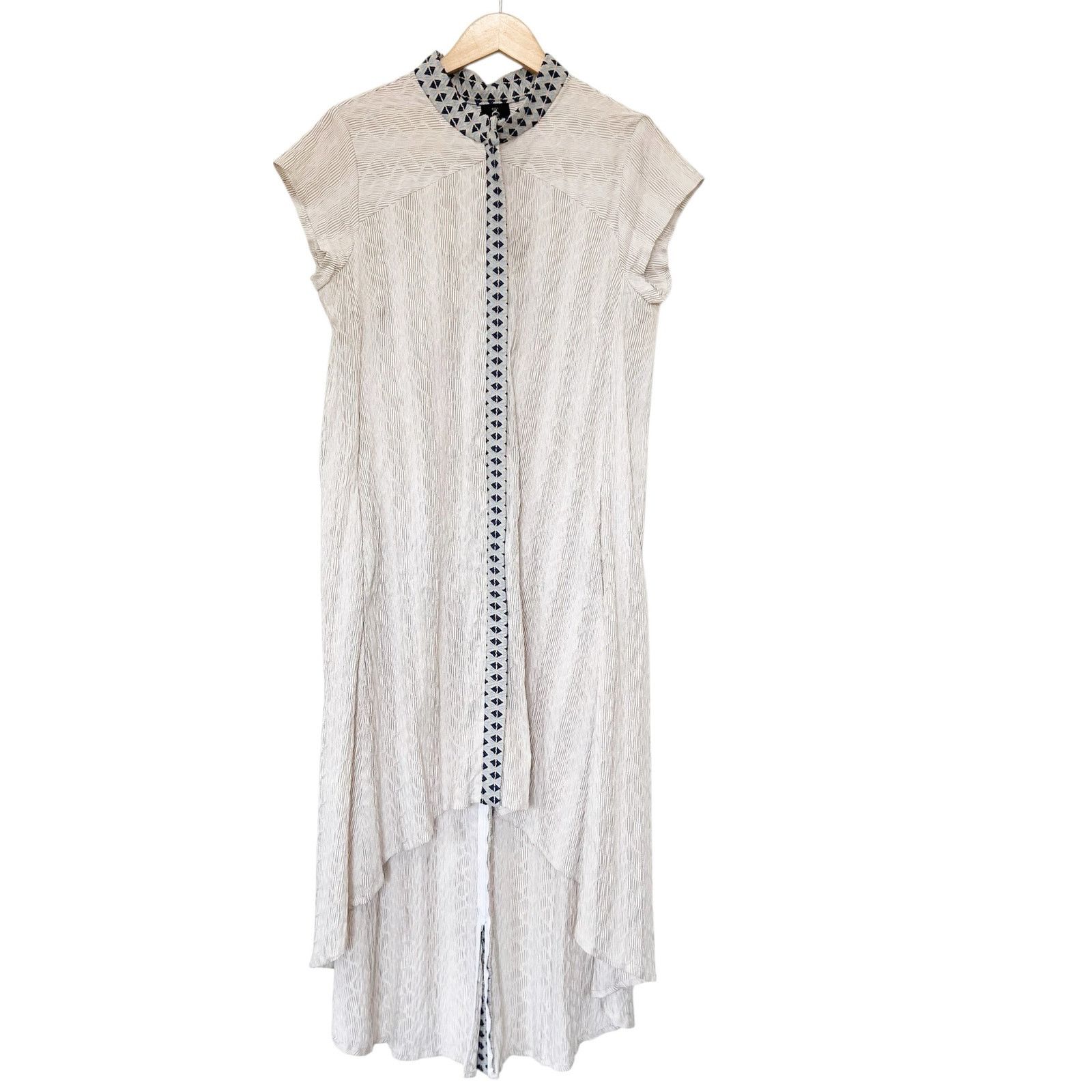 Other Snider Tan Blue Tunic High Low Dress Sz L Size L / US 10 / IT 46 - 1 Thumbnail