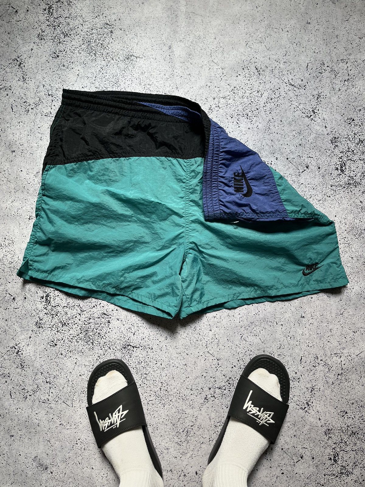 Nike × Vintage Vintage Nike Nylon Shorts Double Swoosh Y2K USA TN Drill Size US 34 / EU 50 - 2 Thumbnail