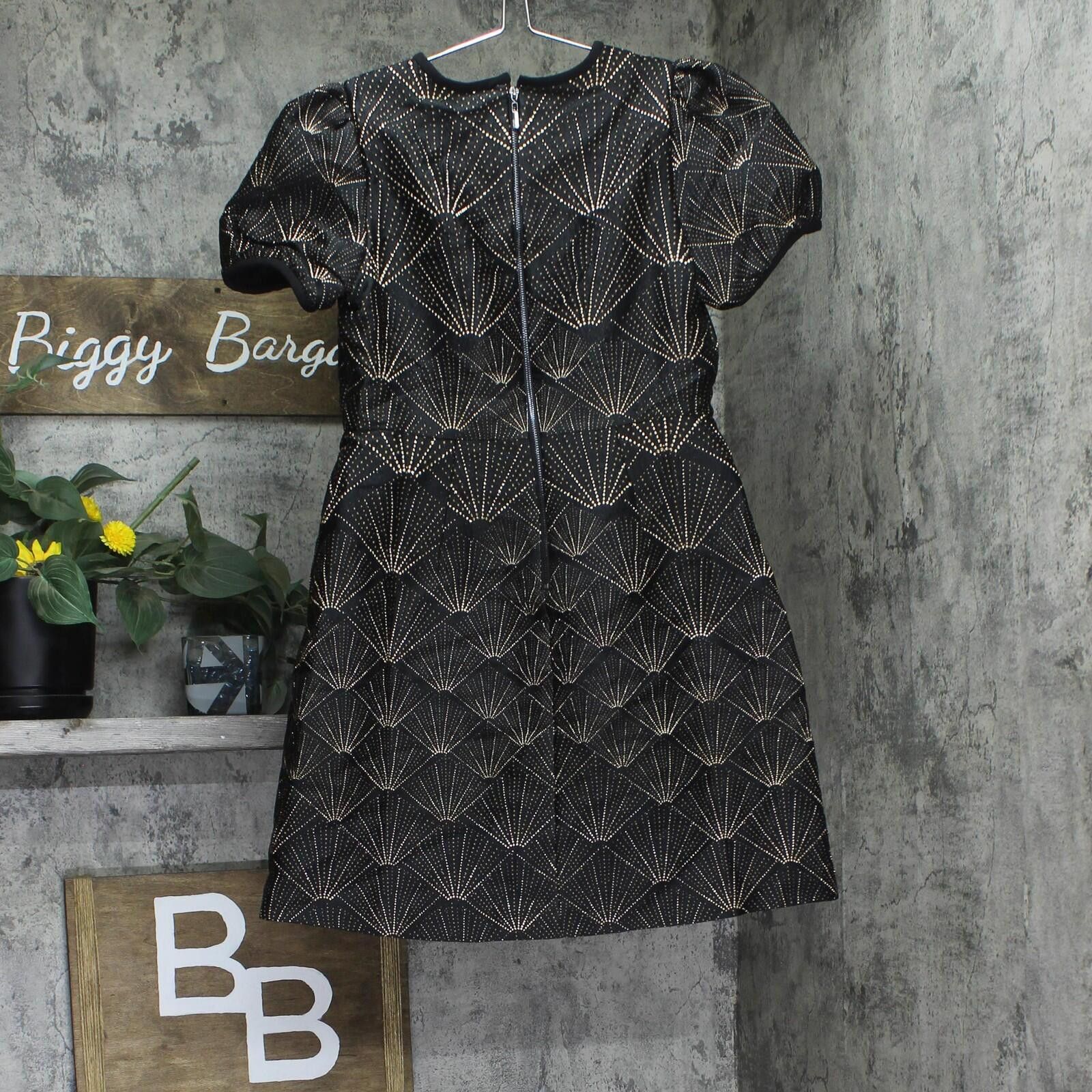 DKNY New Dkny Petite Brocade-texture Mini Dress Black / Gold 6p Size M / US 6-8 / IT 42-44 - 2 Thumbnail