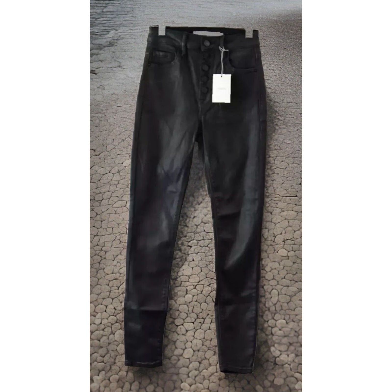 Vintage Hidden Jeans Taylor High-Rise Black Textured Skinny Pants Size 24 Womens NWT Size 42" / US 20 - 2 Thumbnail