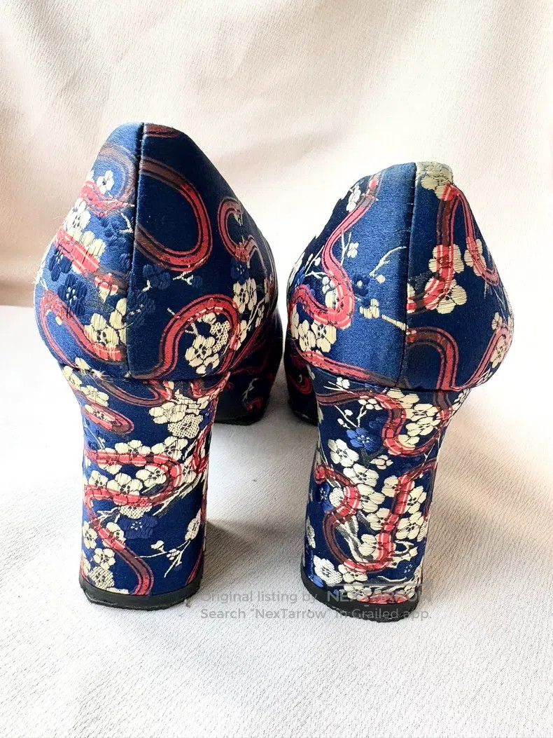 Vivienne Westwood Vivienne Westwood Blue silk floral square-toed high-heeled Size US 4.5 / IT 34.5 - 7 Thumbnail