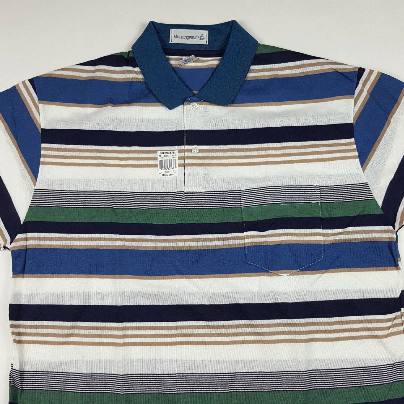 Vintage VTG 90s MunsingWear Mens Size L Striped Short Sleeve Golf Tennis Surf Polo Shirt Y2K Preppy Collared Skater Surf Vintage Polo Shirt 90s Size US L / EU 52-54 / 3 - 2 Thumbnail