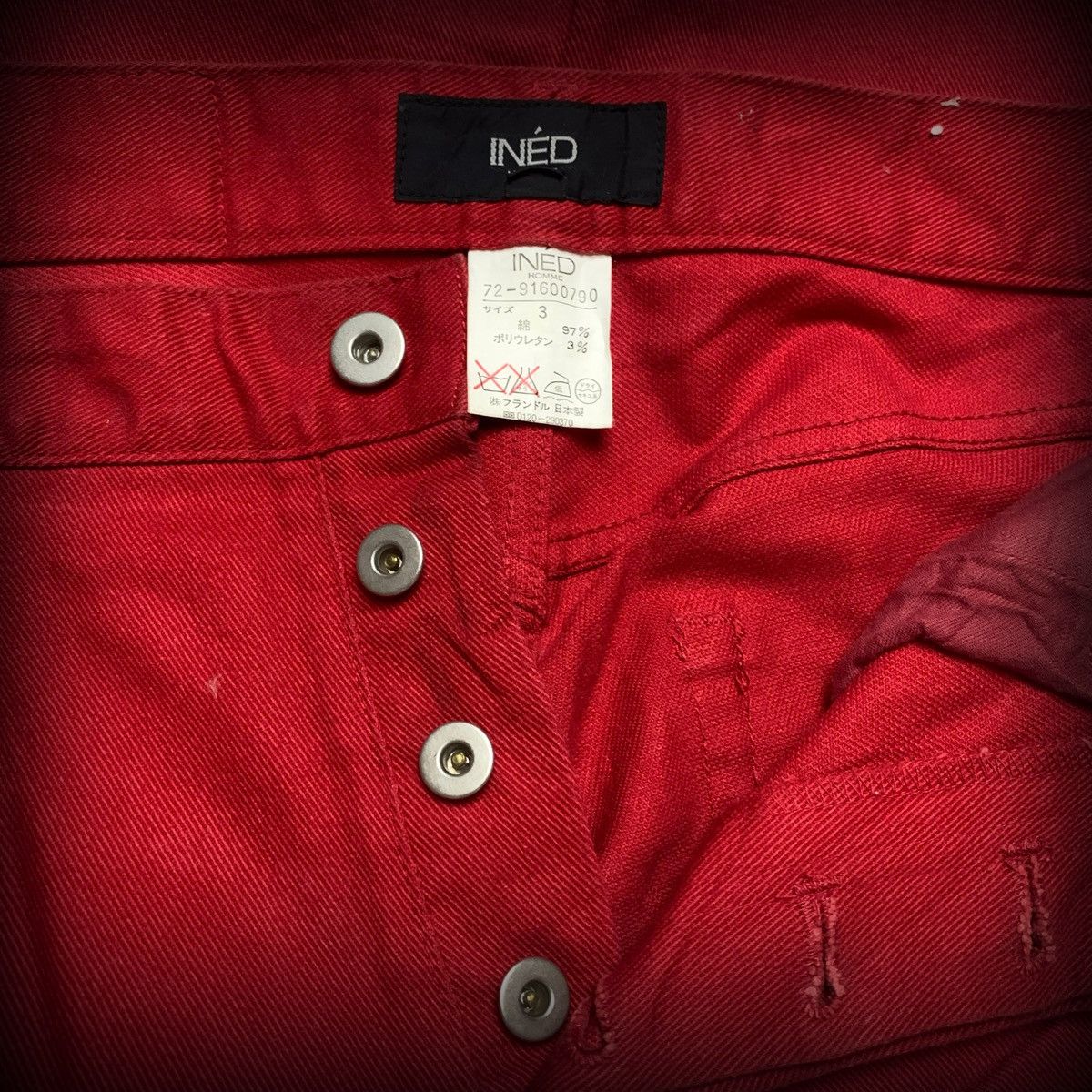 Yohji Yamamoto INED Homme Crimson Twill Button Fly Pants W30 Size US 30 / EU 46 - 3 Thumbnail