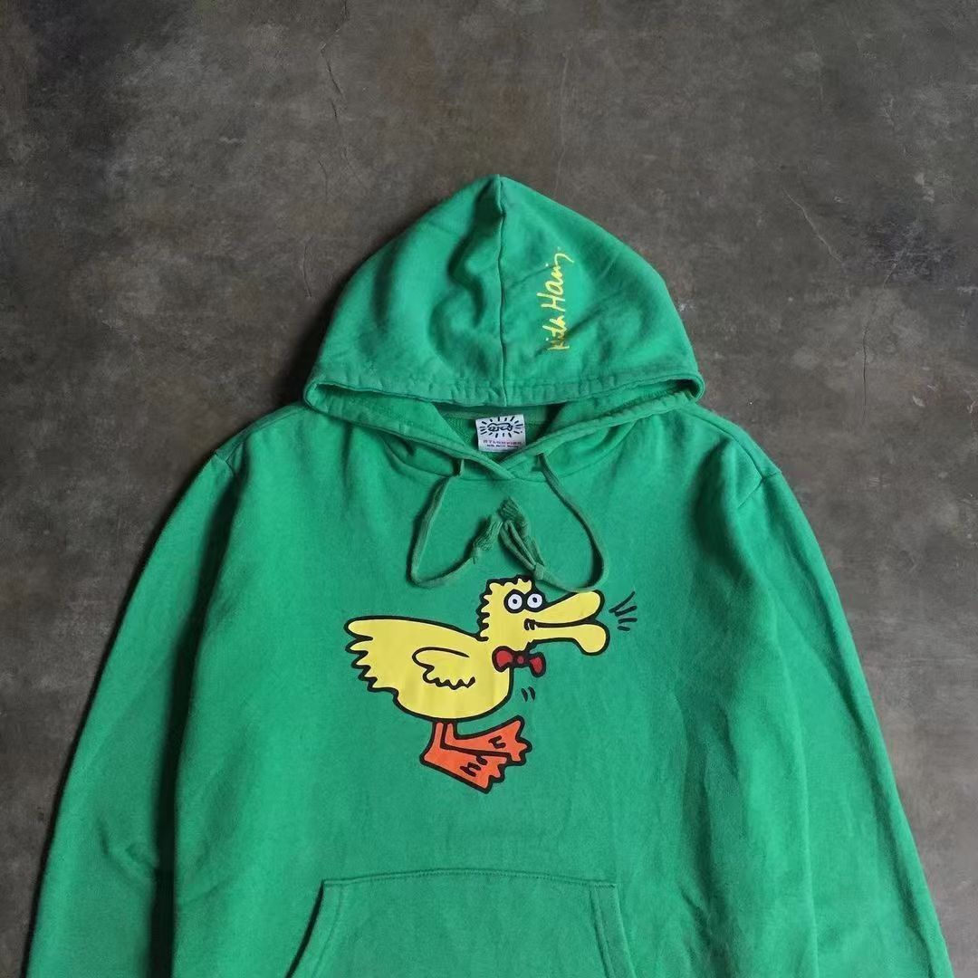 Designer × Japanese Brand Green retro cartoon duck print cotton hoodie Size US L / EU 52-54 / 3 - 2 Thumbnail