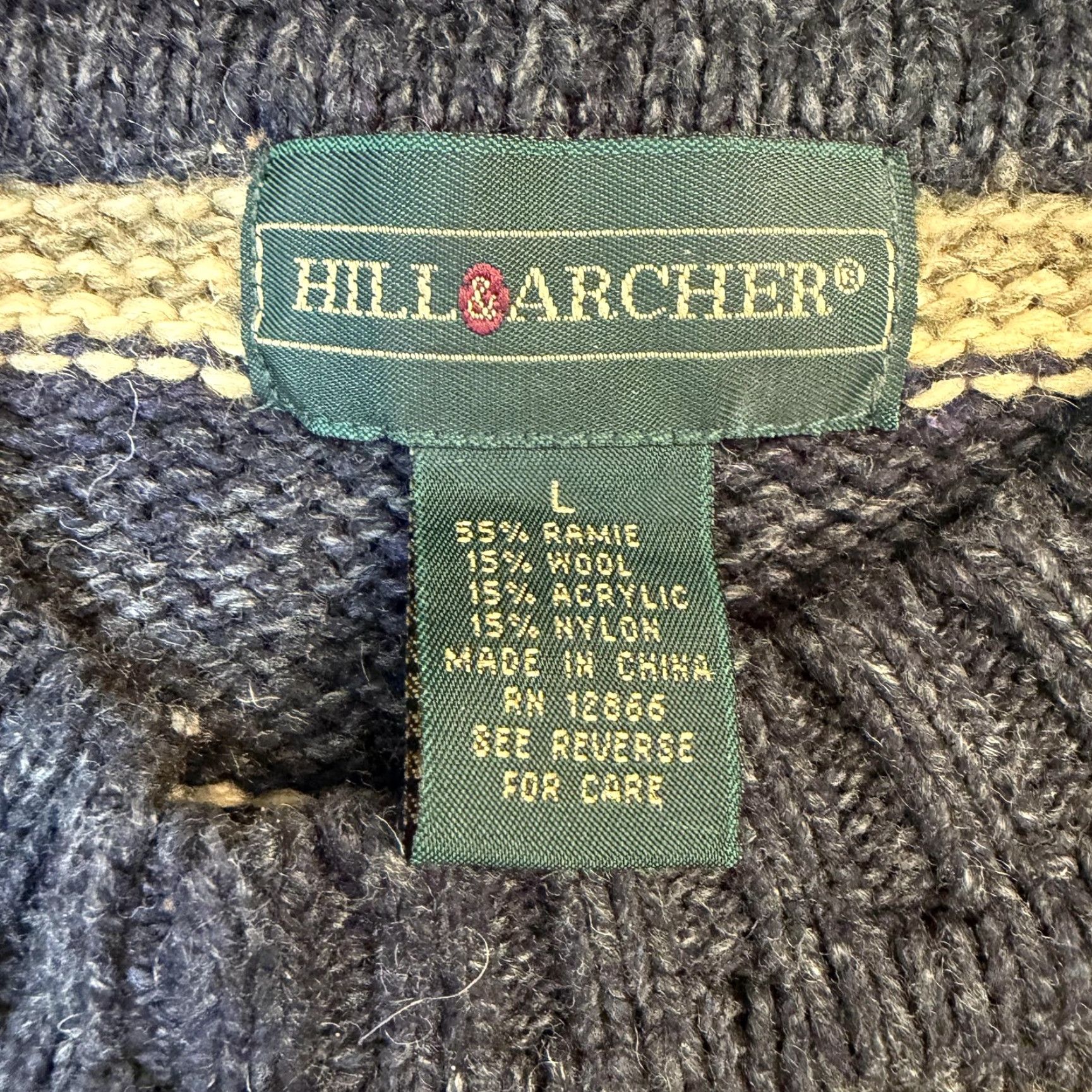 Vintage Hill & Archer Sweater Mens Large Navy Tan Fair Isle Nordic Wool Blend Crewneck Size US L / EU 52-54 / 3 - 4 Thumbnail