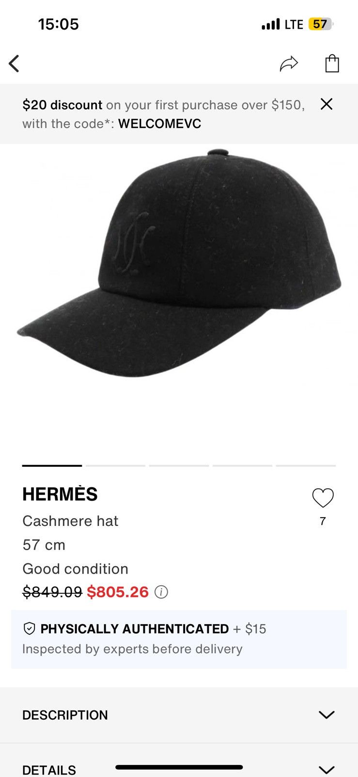 Hermes Hermes Cashmere cap Size ONE SIZE - 10 Thumbnail