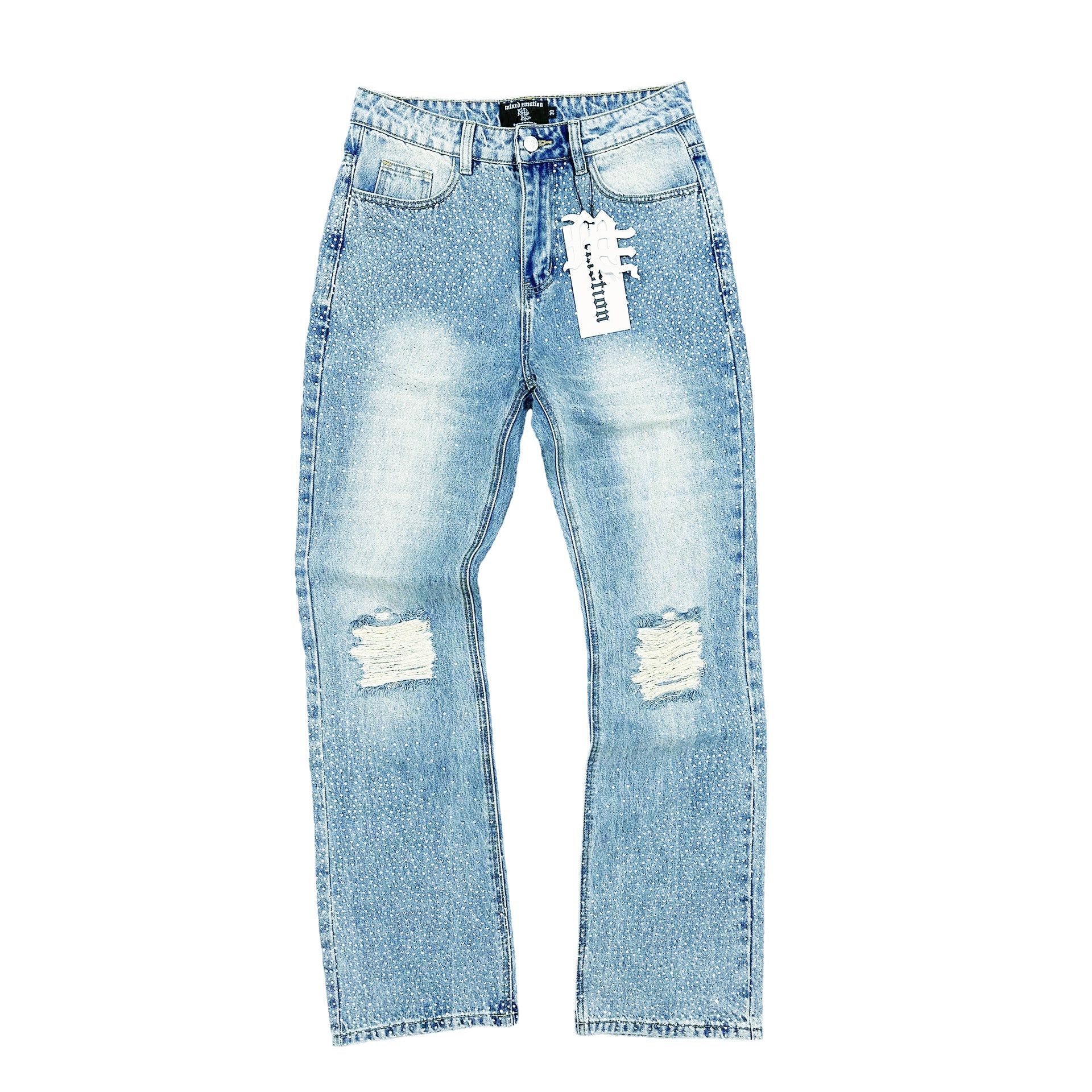 Other Mixed Emotions "ME" Rhinestone Blue Jeans Size US 30 / EU 46 - 1 Preview