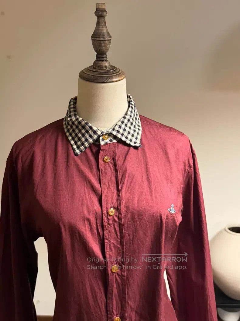 Vivienne Westwood Vivienne Westwood Burgundy checkered collar shirt Size XL / US 12-14 / IT 48-50 - 4 Thumbnail