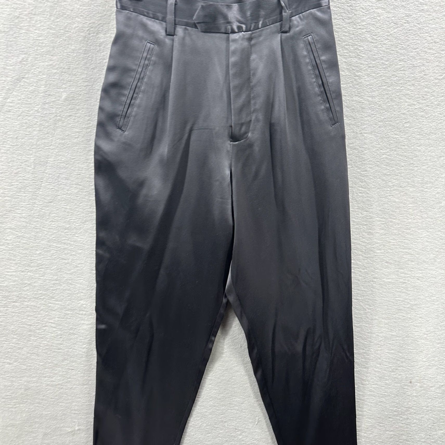 Fleur du Mal VINTAGE Fleur Du Mal Silk Dress Pants Women 0 High Rise Tapered Slacks Black Formal Workwear Size 25" / US 0 / IT 36 - 3 Thumbnail