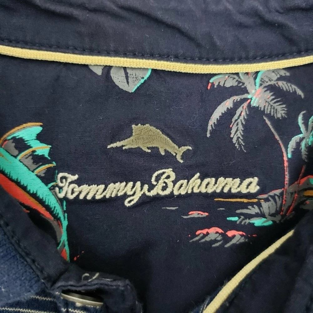Tommy Bahama Tommy Bahama Polo Shirt Caribbean Navy Blue Tonal Striped XL Size US XL / EU 56 / 4 - 8 Thumbnail