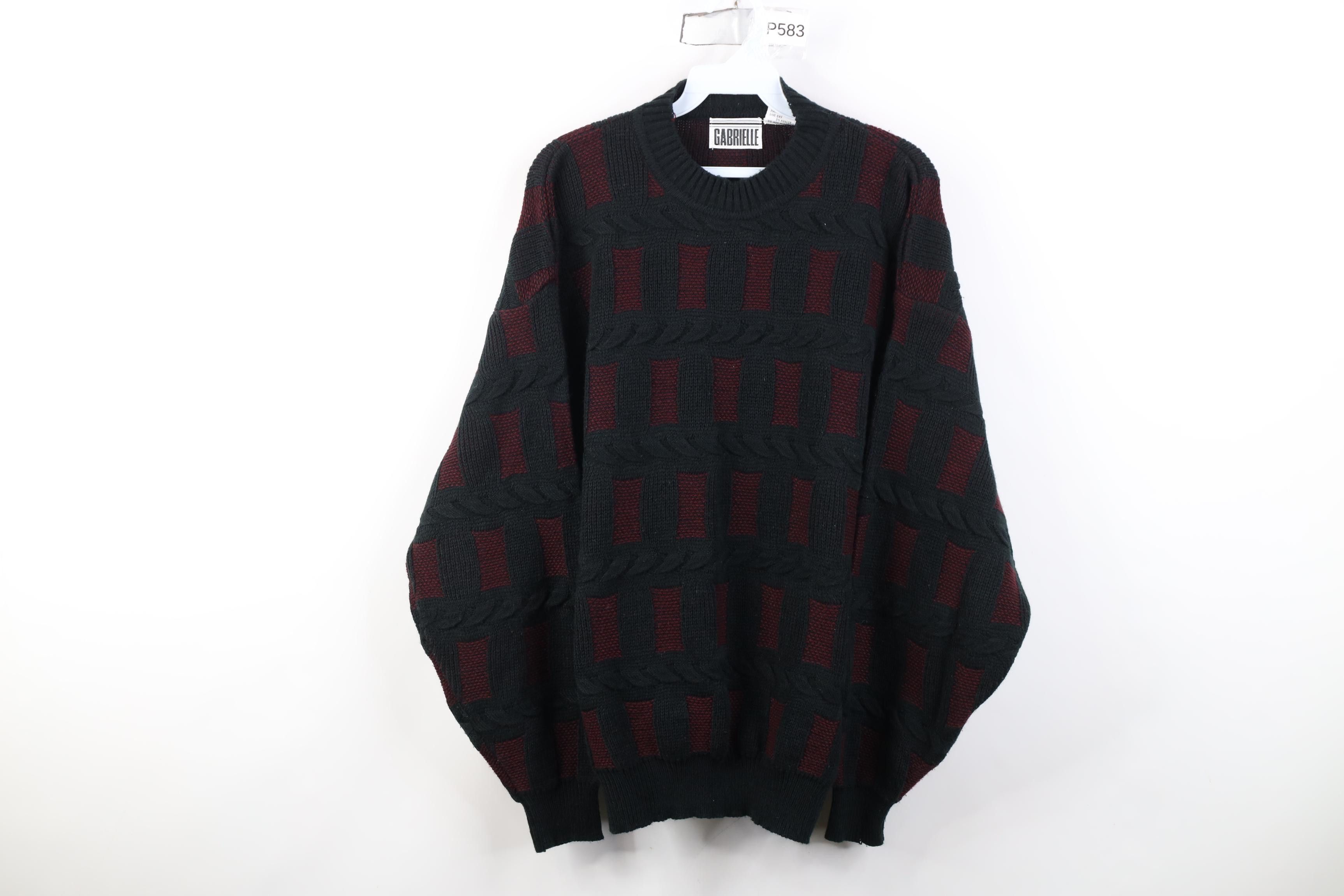 Vintage Vintage 90s Streetwear Checkered Ribbed Cable Knit Sweater Size L / US 10 / IT 46 - 1 Thumbnail