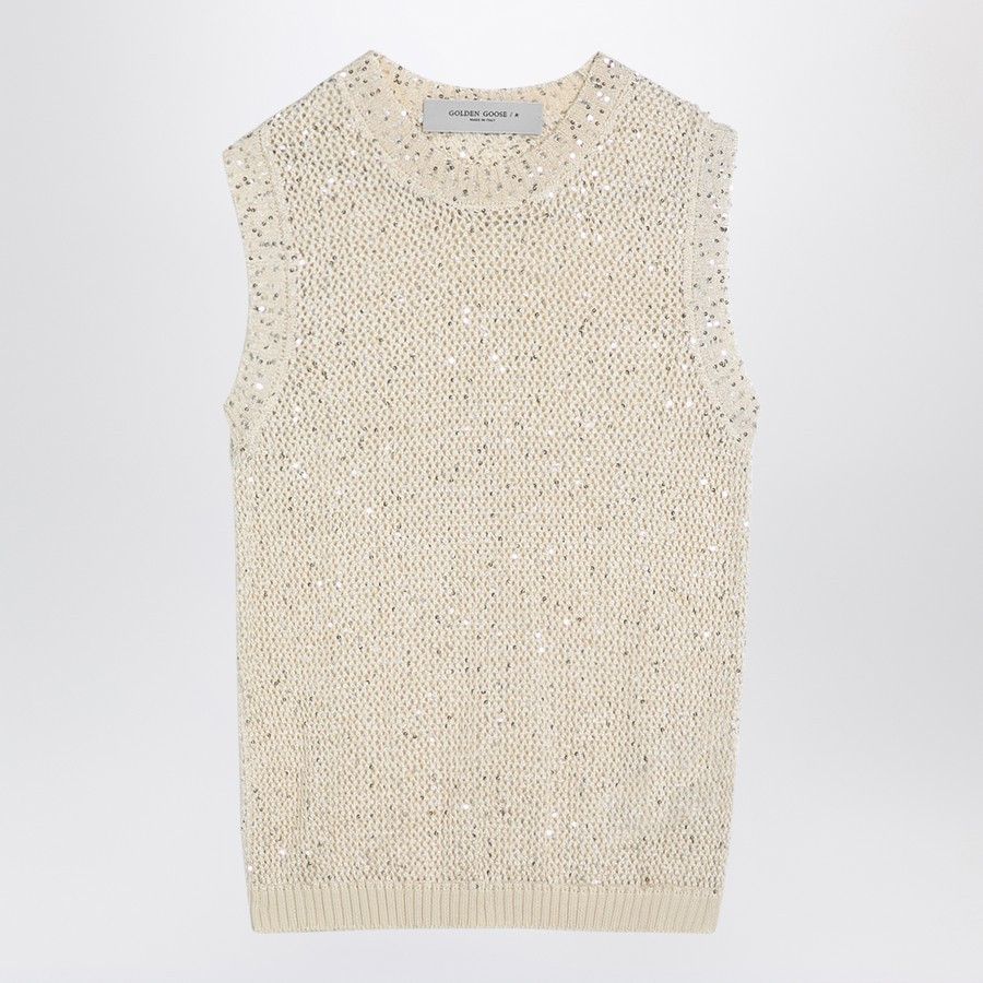 o1d2blof0824 Cotton-Blend Knit Waistcoat in Ivory