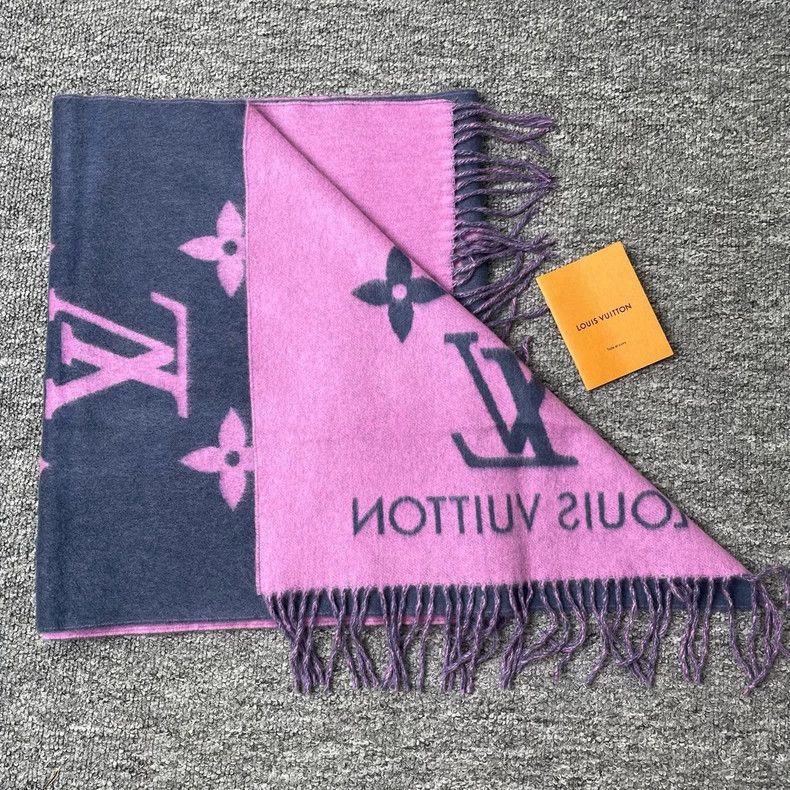 Louis Vuitton Louis Vuitton Purple and pink cashmere shawl tassel scarf Size ONE SIZE - 4 Thumbnail