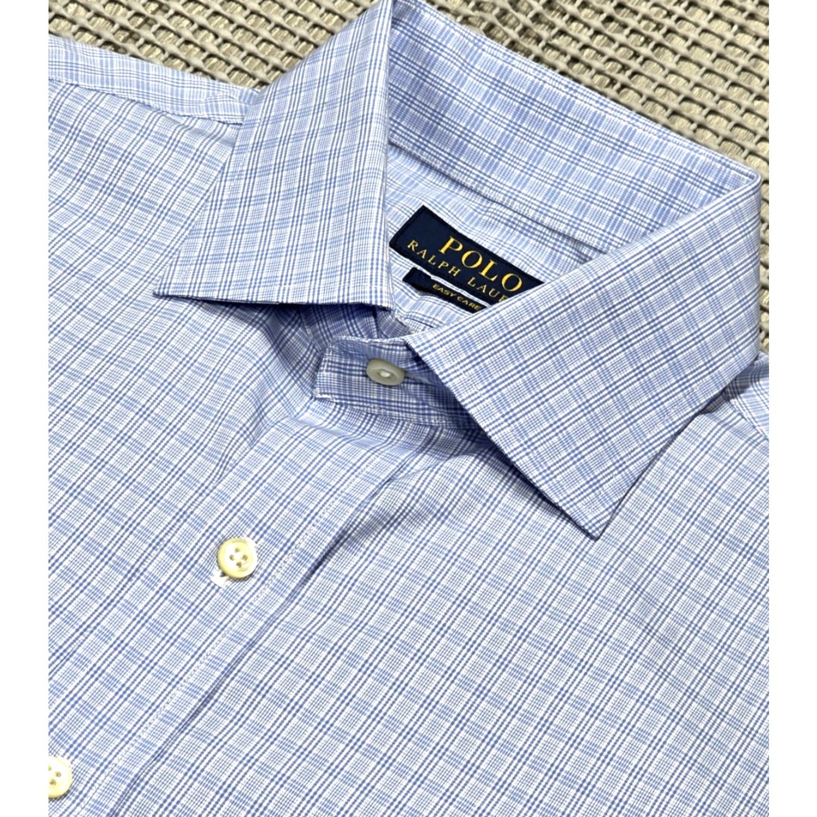 Polo Ralph Lauren Polo Ralph Lauren Shirt Men 15.5-35 Blue Houndstooth Plaid Button Up Easy Care Size US L / EU 52-54 / 3 - 3 Thumbnail