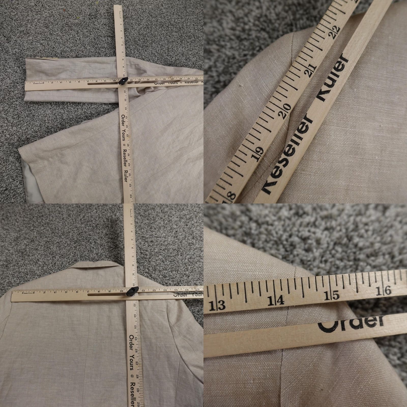 Calvin Klein Calvin Klein Blazer Womens 16 Beige Linen Blend Single-Breasted Notch Lapel 100% Polyester Lining Size XXL / US 16-18 / IT 52-54 - 9 Thumbnail