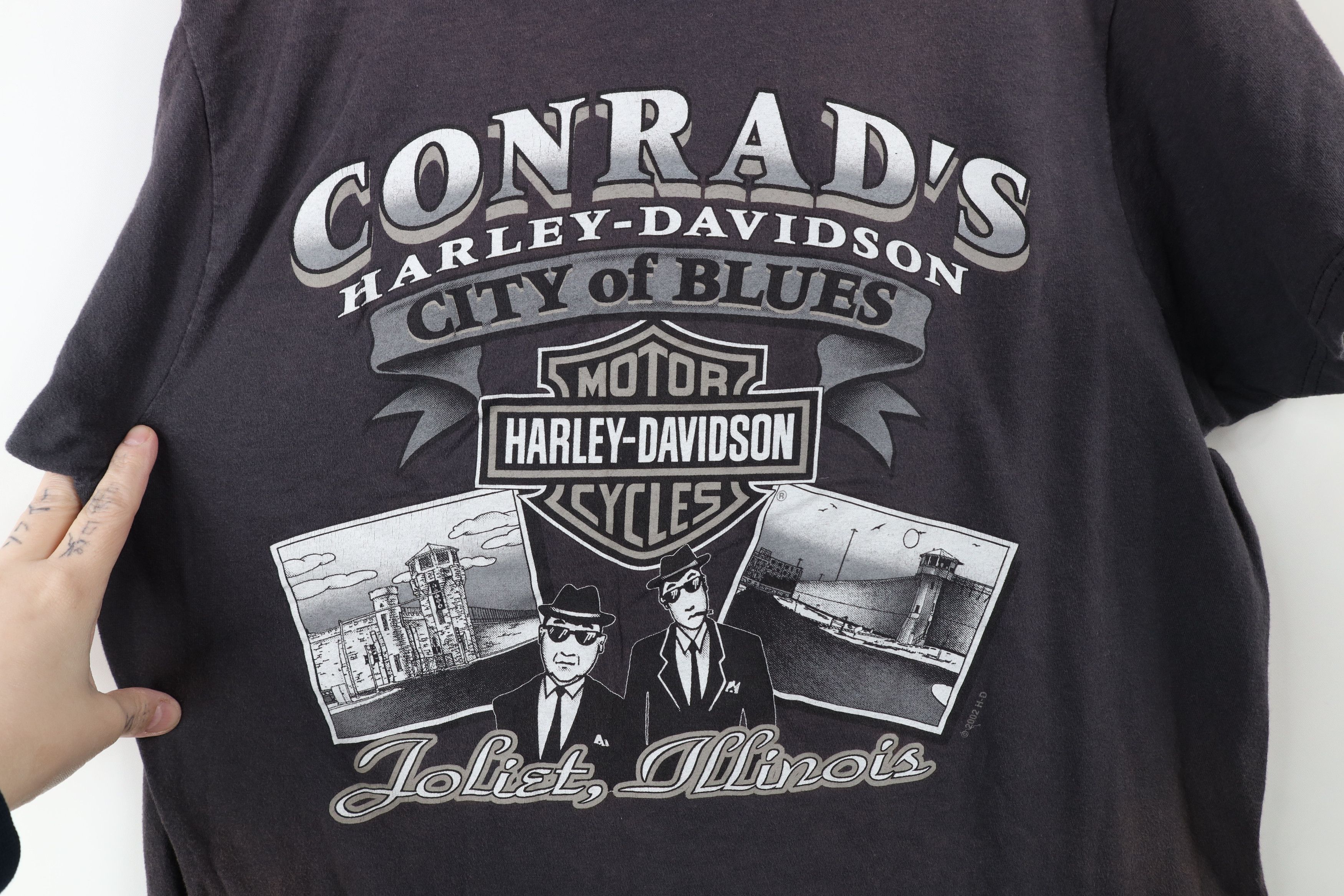 Harley Davidson × Vintage Vintage Y2K Harley Davidson Tribal Skull Barbwire T-Shirt Size US L / EU 52-54 / 3 - 11 Thumbnail