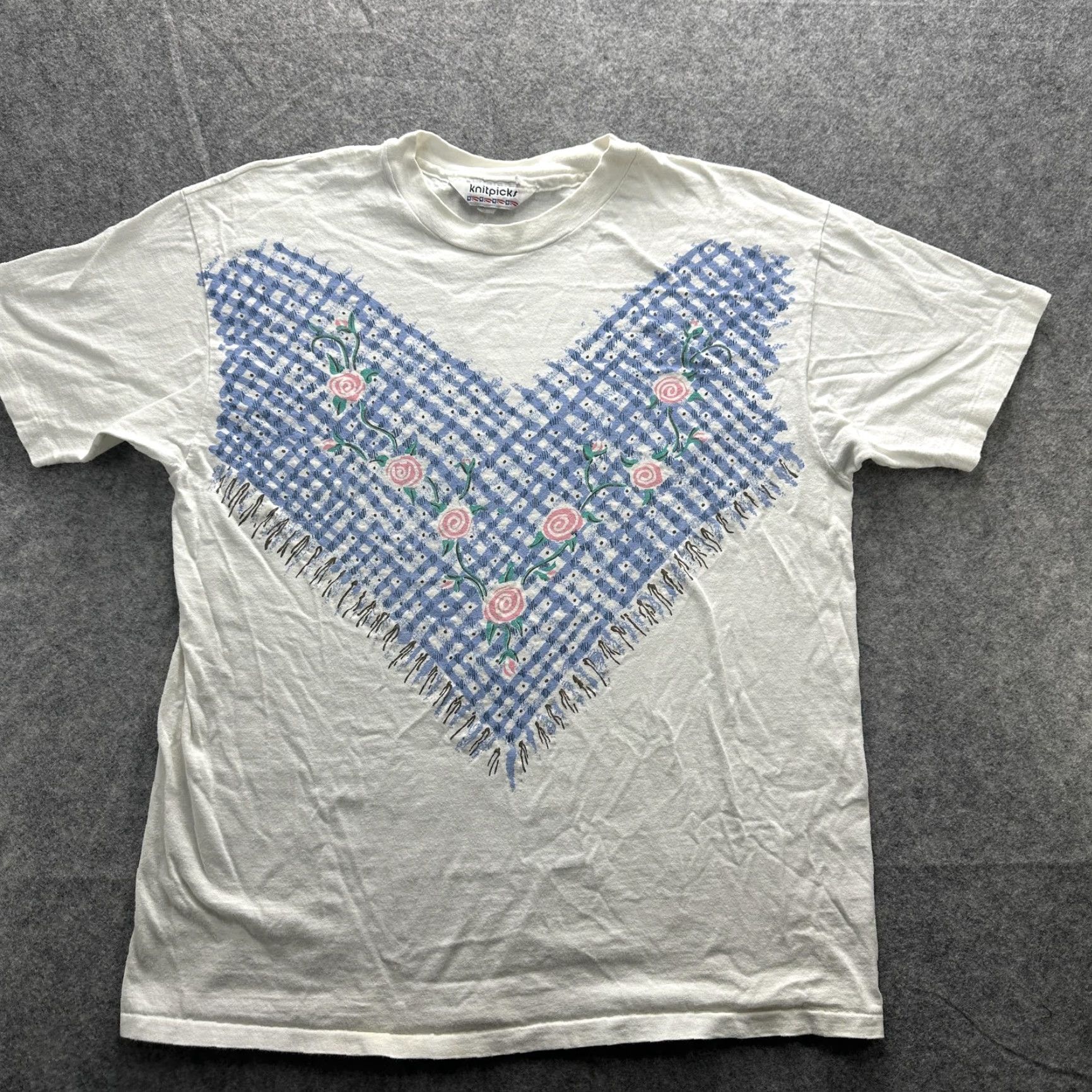Vintage VINTAGE Knitpicks Shirt Womens One Size White Floral Bandana 80s Graphic Size ONE SIZE - 2 Thumbnail