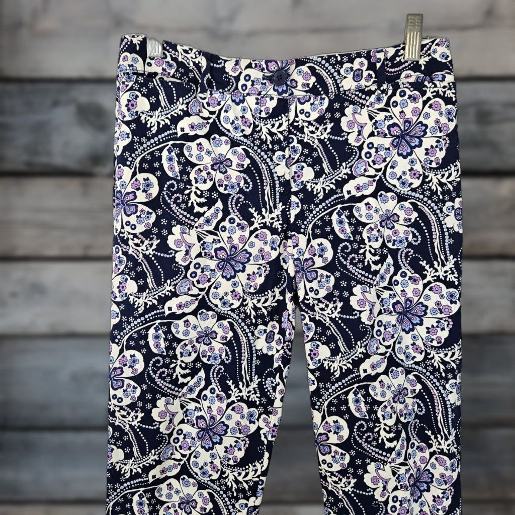 Talbots Talbots Womens Perfect Crop Pant Sz 2P Blue Floral Mid Rise Cropped Pants Womens 2P Blue Floral 22 Inseam 8.5 Rise Size 26" / US 2 / IT 38 - 1 Thumbnail