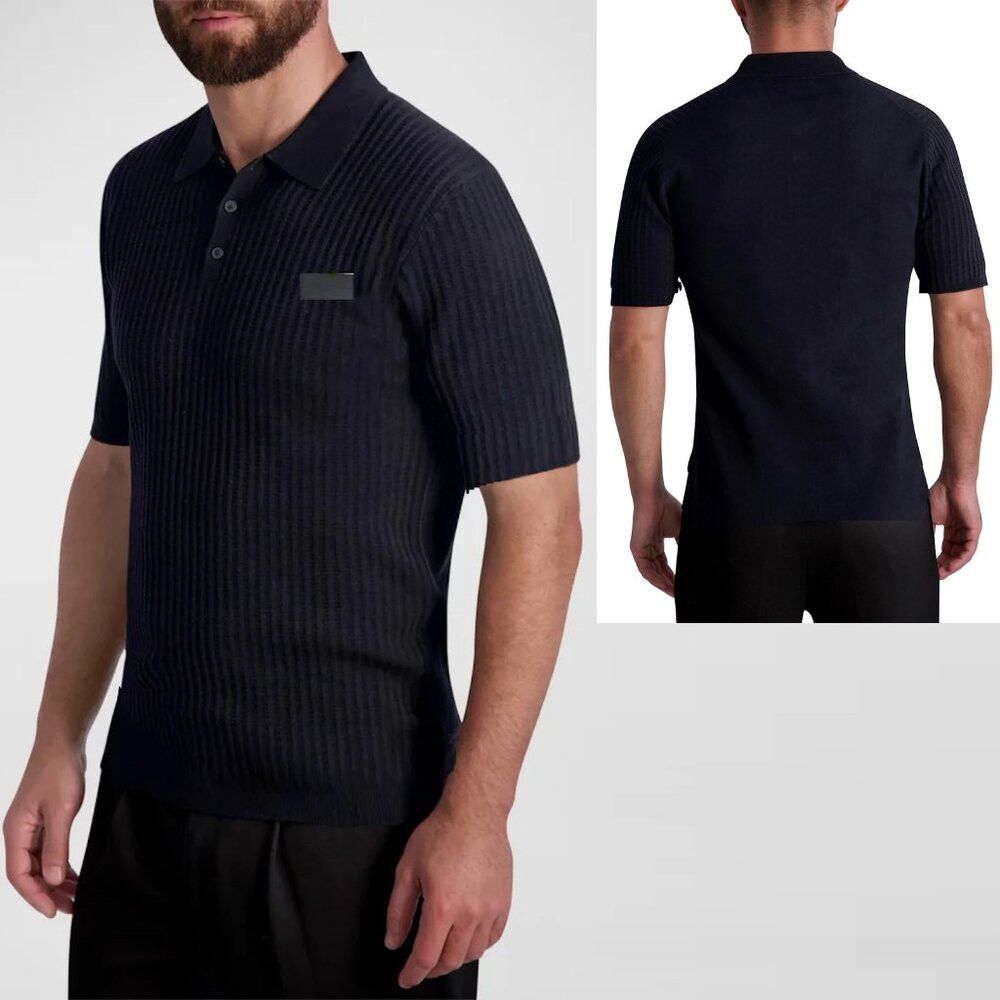 Karl Lagerfeld NWT New Karl Lagerfeld Paris Cotton Blend Black Rib Knit Po Size US L / EU 52-54 / 3 - 1 Thumbnail