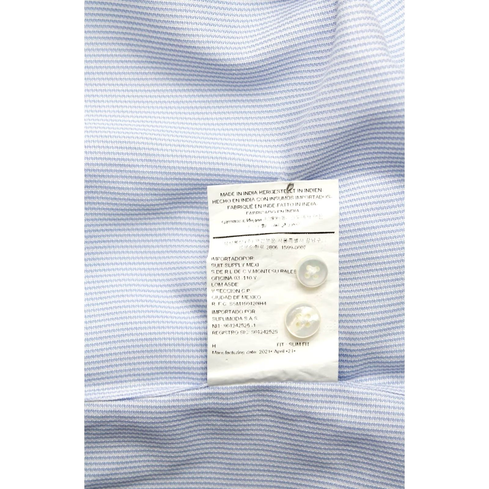Suitsupply Suitsupply Custom Made Slim Fit Formal Shirt Men's 43 / 17 Pinstriped Spread Shirt Men Blue Pinstripe Formal Shirt 43 / 17 Mens Size 46R - 7 Thumbnail