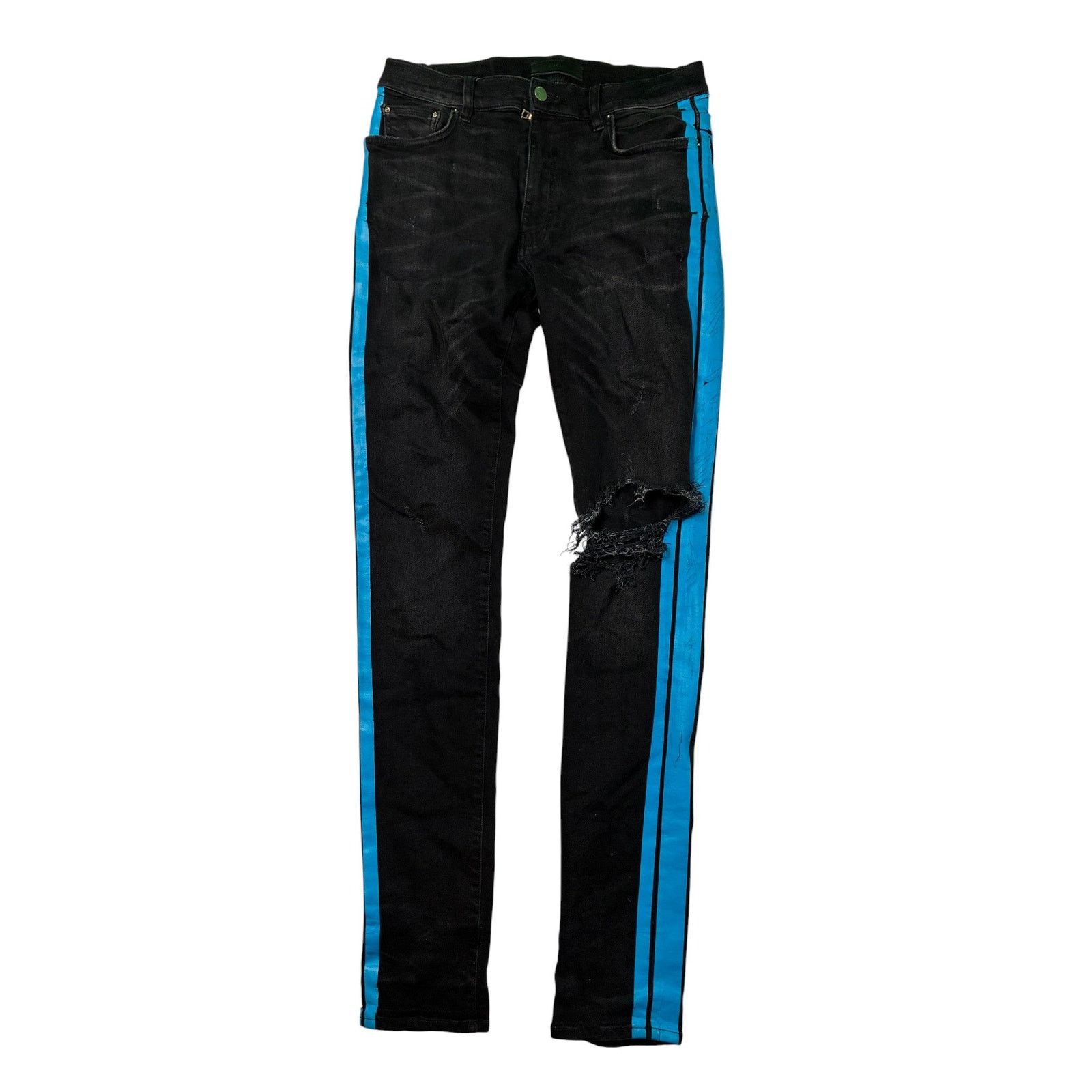 Amiri Black & Blue Stripe Jeans