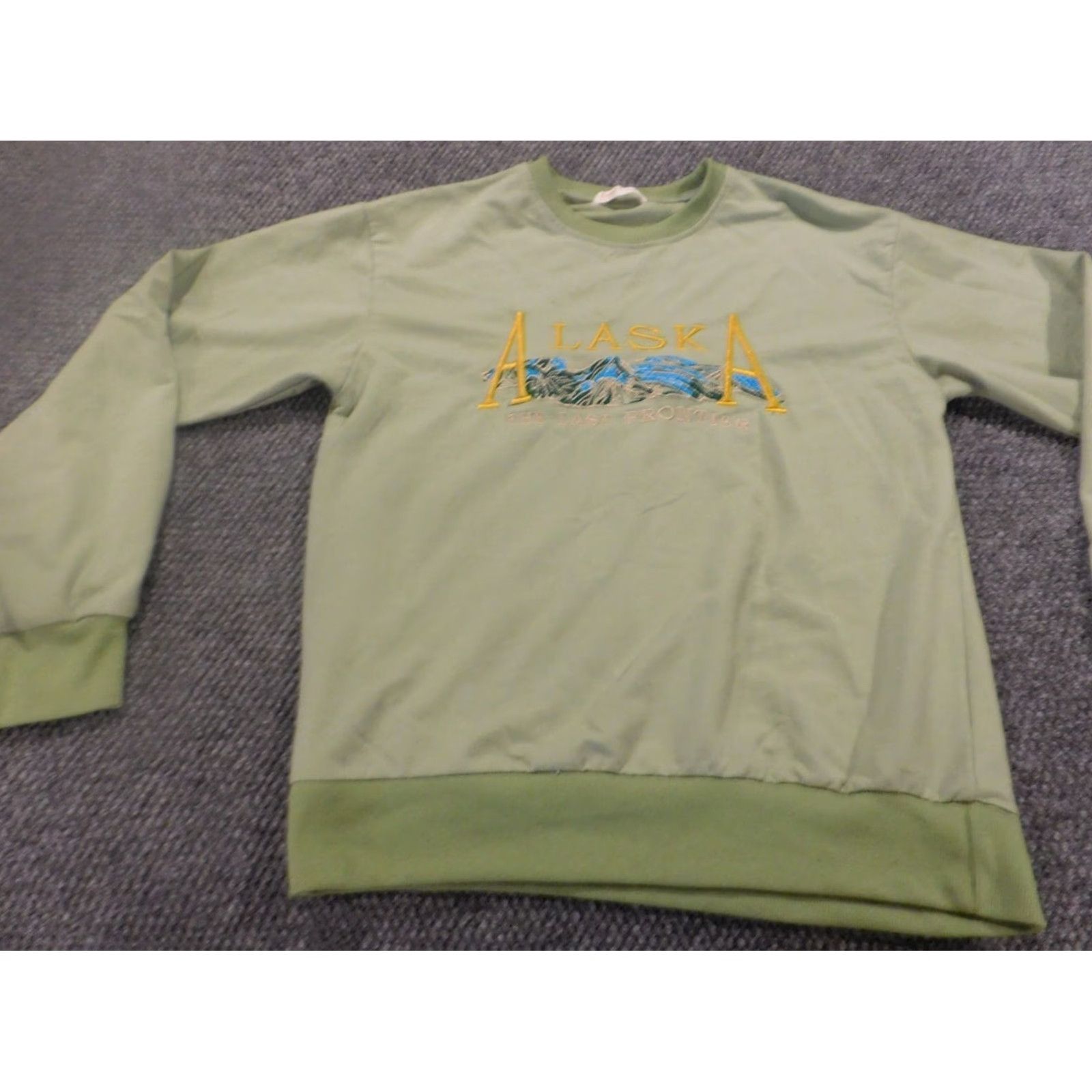 Vintage ROMWE Sweater Crew Neck Pullover Long Sleeve Medium Women Green Cotton Polyester Knit Ruffle Modern All Seasons Size M / US 6-8 / IT 42-44 - 4 Thumbnail