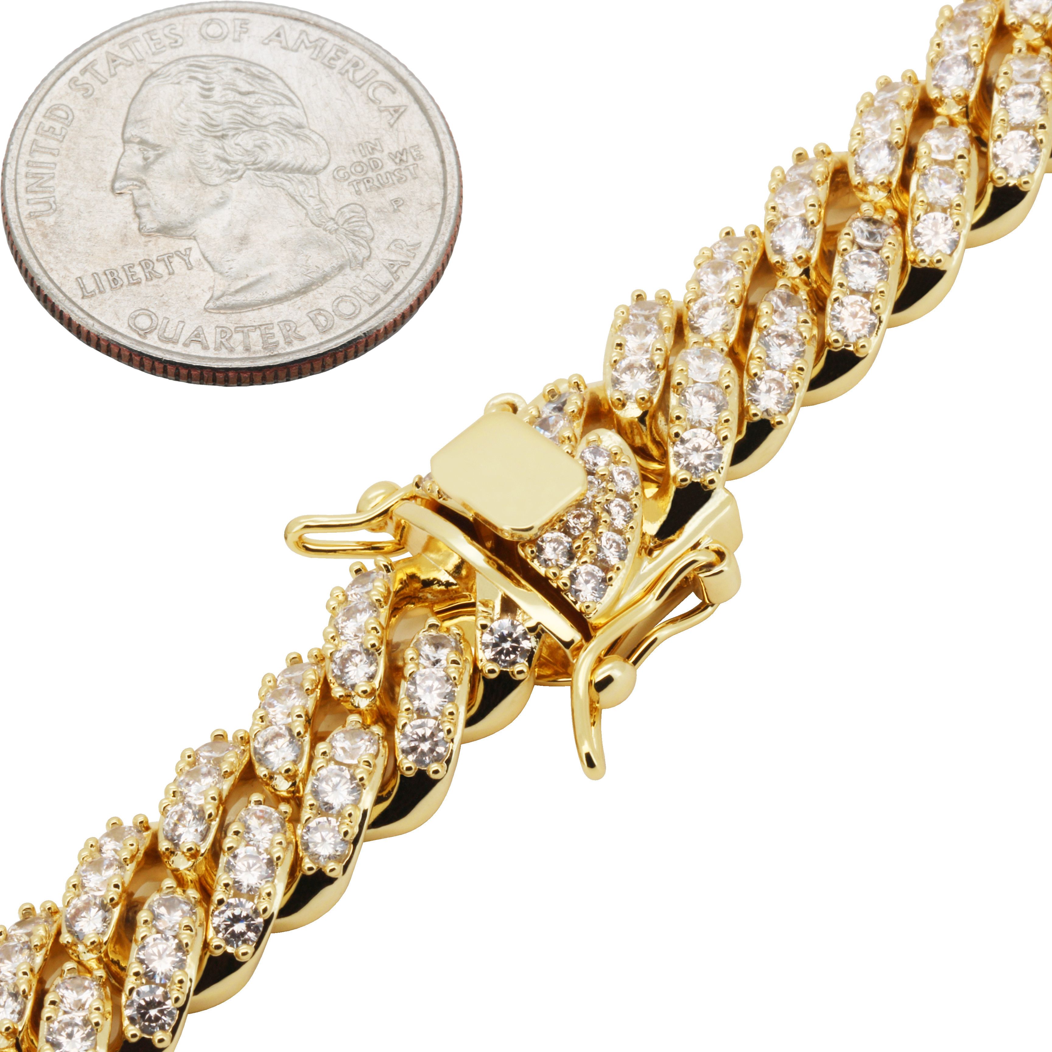 Other 14k Yellow Gold Plated AAA CZ 12mm Cuban Link Bracelet 8.5” Size ONE SIZE - 2 Thumbnail