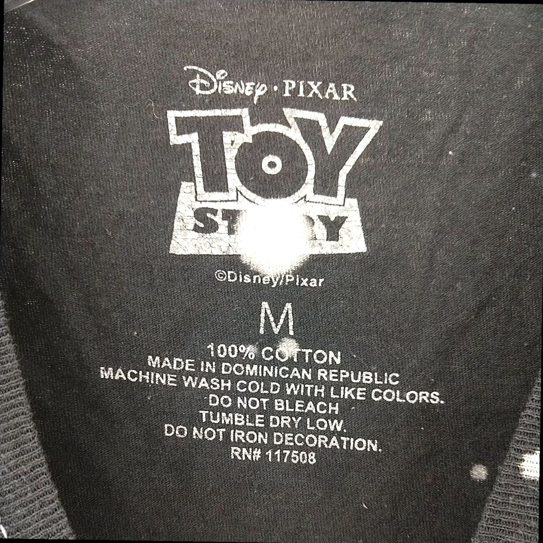 Disney Toy Story Mens Medium Black Bleach Tie Dye Short Sleeve Graphic Tee Size US M / EU 48-50 / 2 - 6 Thumbnail