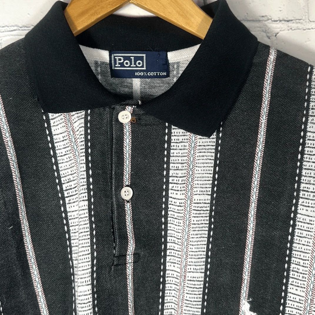 Polo Ralph Lauren VINTAGE Polo Ralph Lauren Polo Shirt XL Black Striped 100% Cotton Mens Shirt Size US XL / EU 56 / 4 - 2 Thumbnail