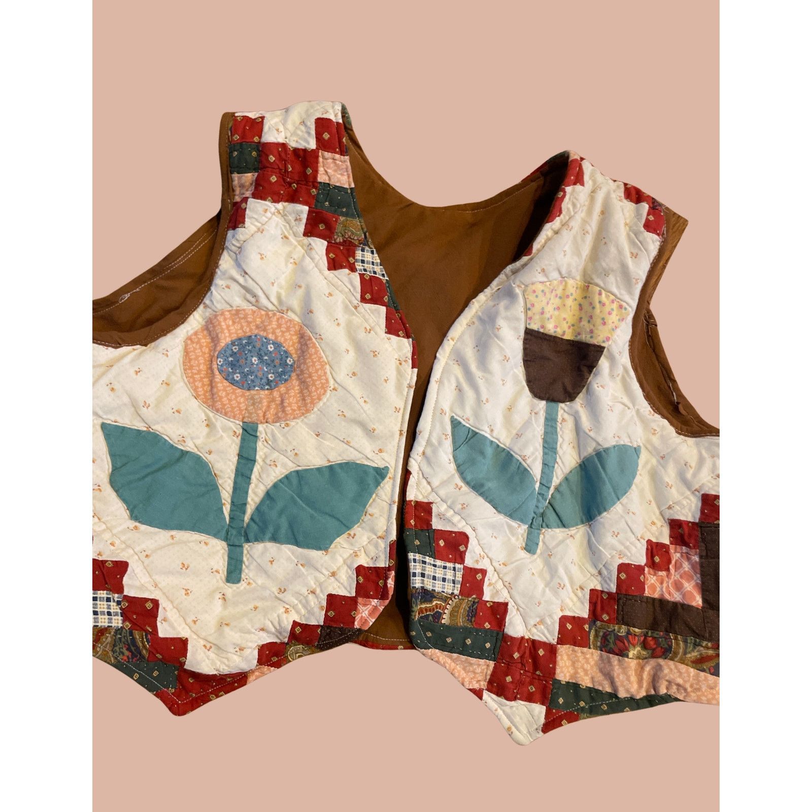 Handmade Handmade Quilted Vest | Boho Indie Maximalist Reworked Size ONE SIZE - 4 Thumbnail